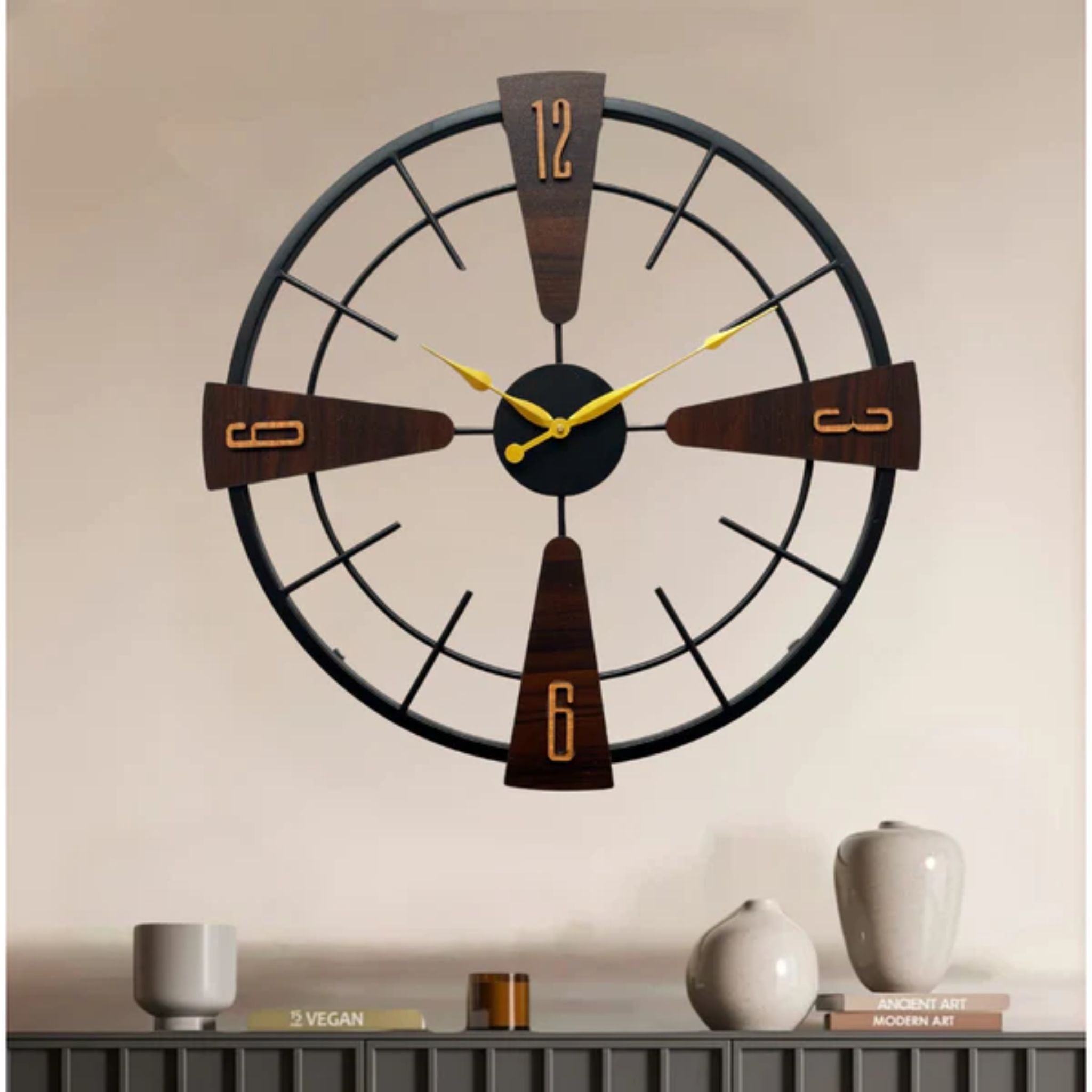 Black and Brown Analog Wall Clock