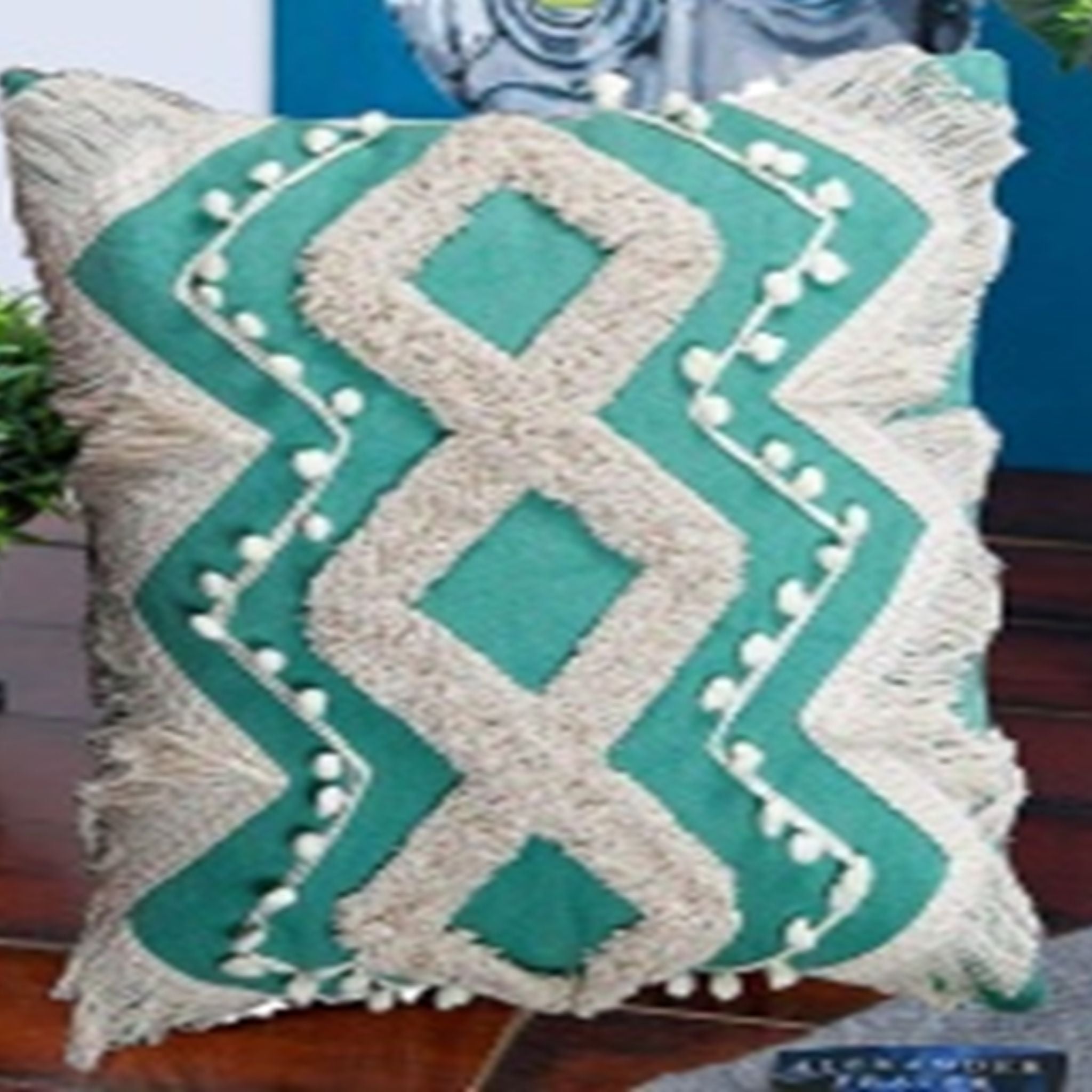 Boho Charm Textured Cushion Cover - Aqua