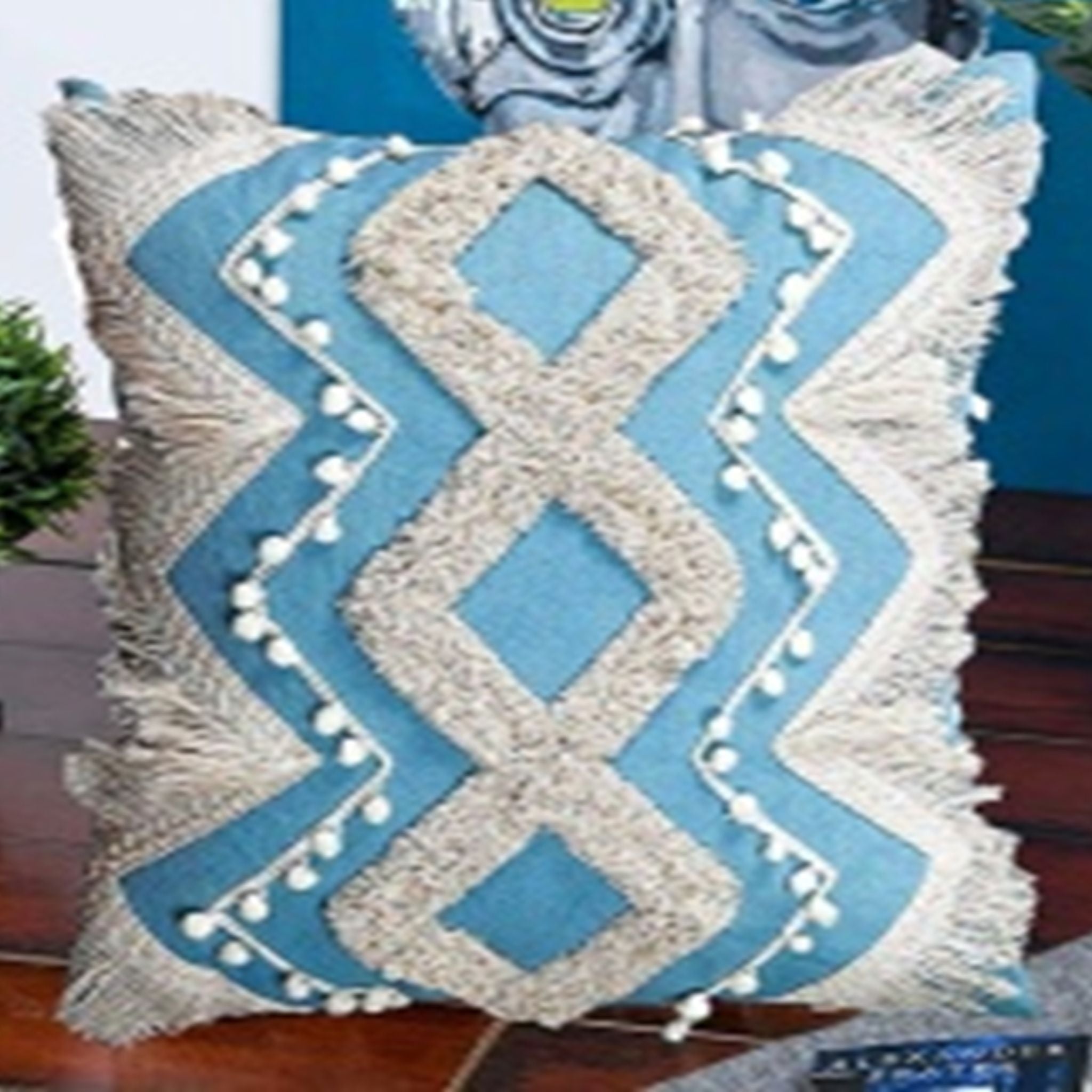 Boho Charm Textured Cushion Cover - Blue