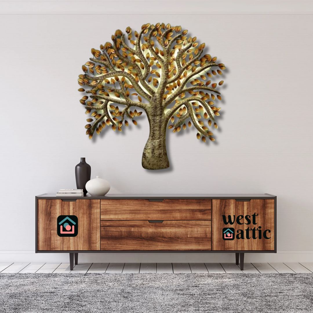 Golden Foliage LED Metal Wall Art