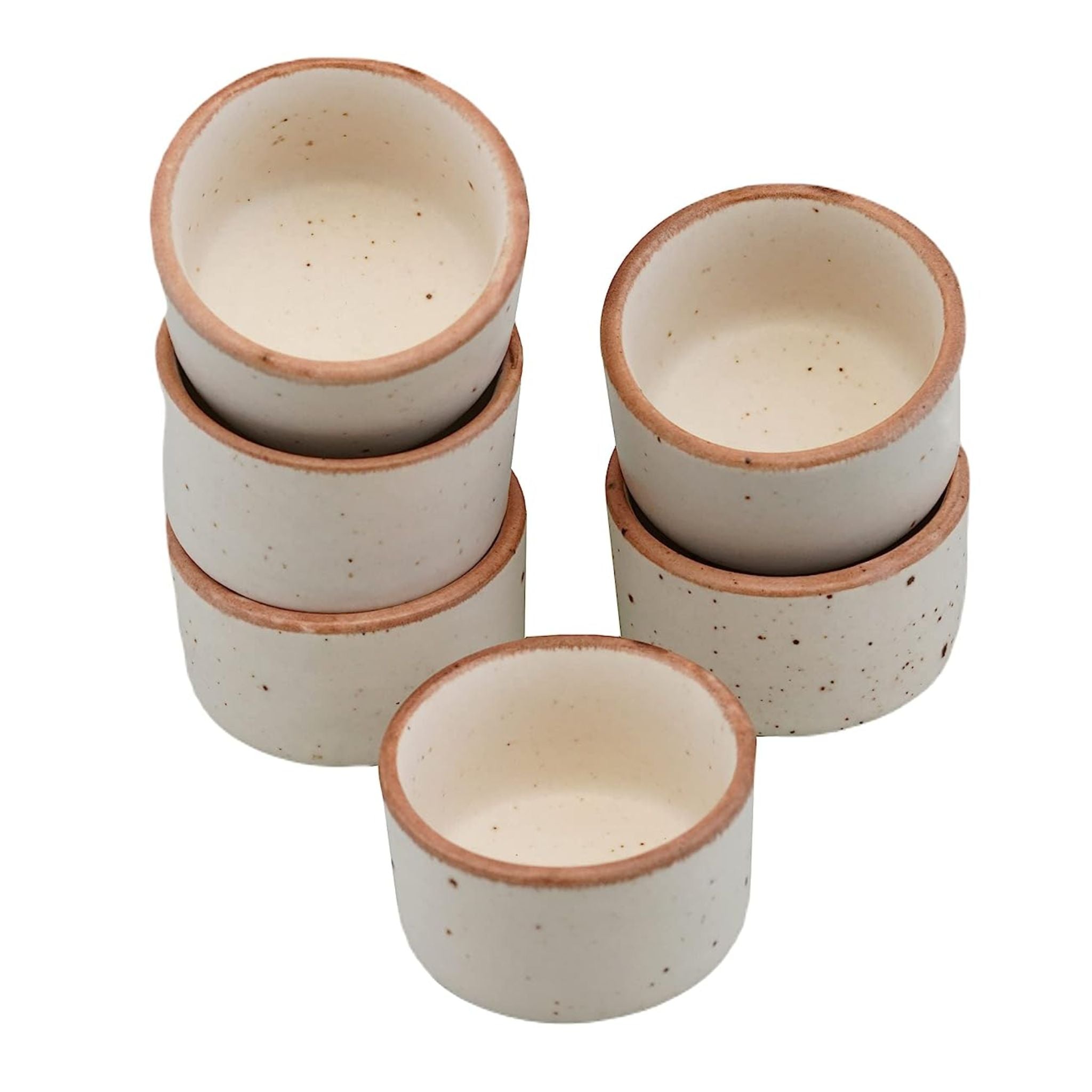 Sophisticated Simplicity: Brown Rim Round Dip Bowl - Set of 4