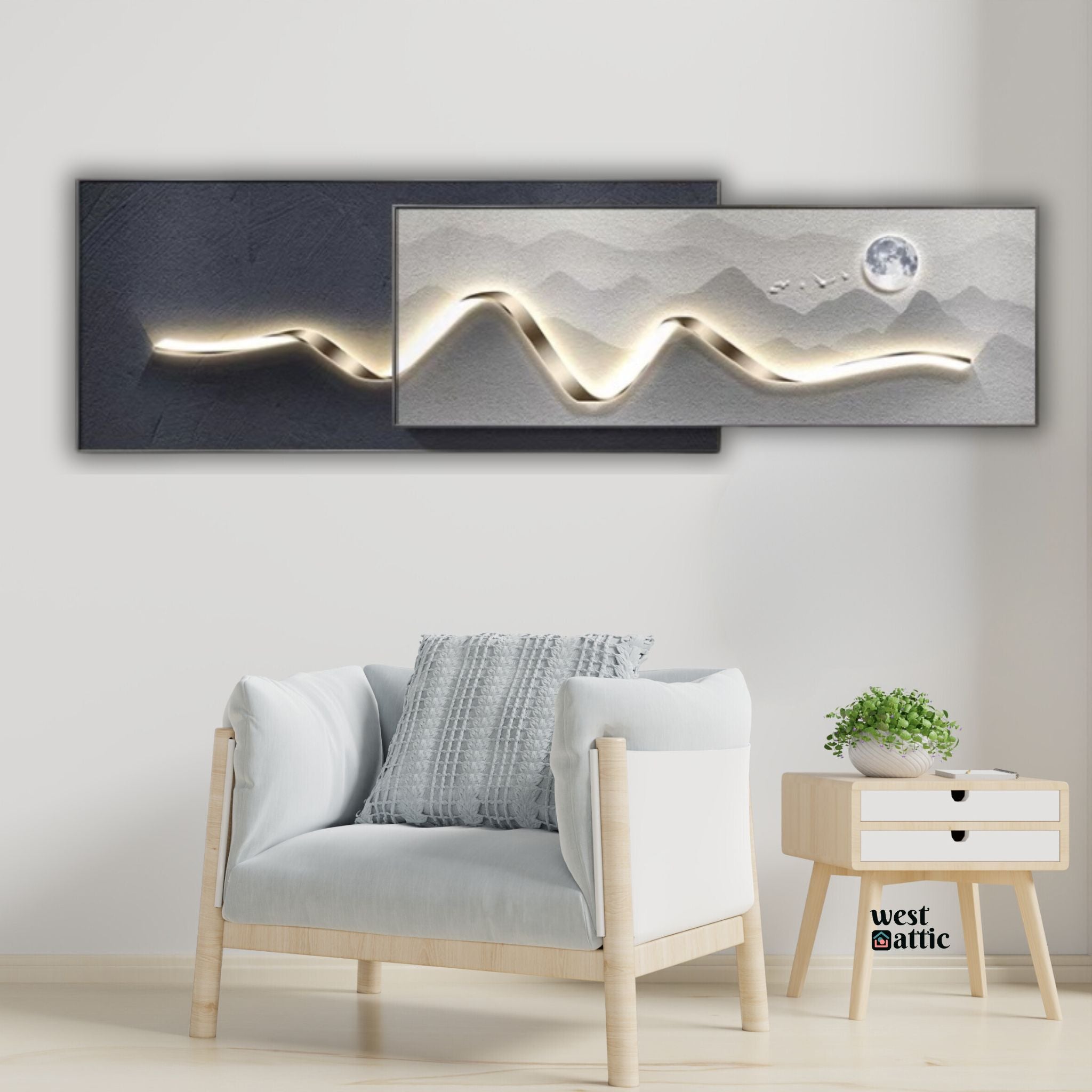 Celestial Curves Crystal Wall Art with LED