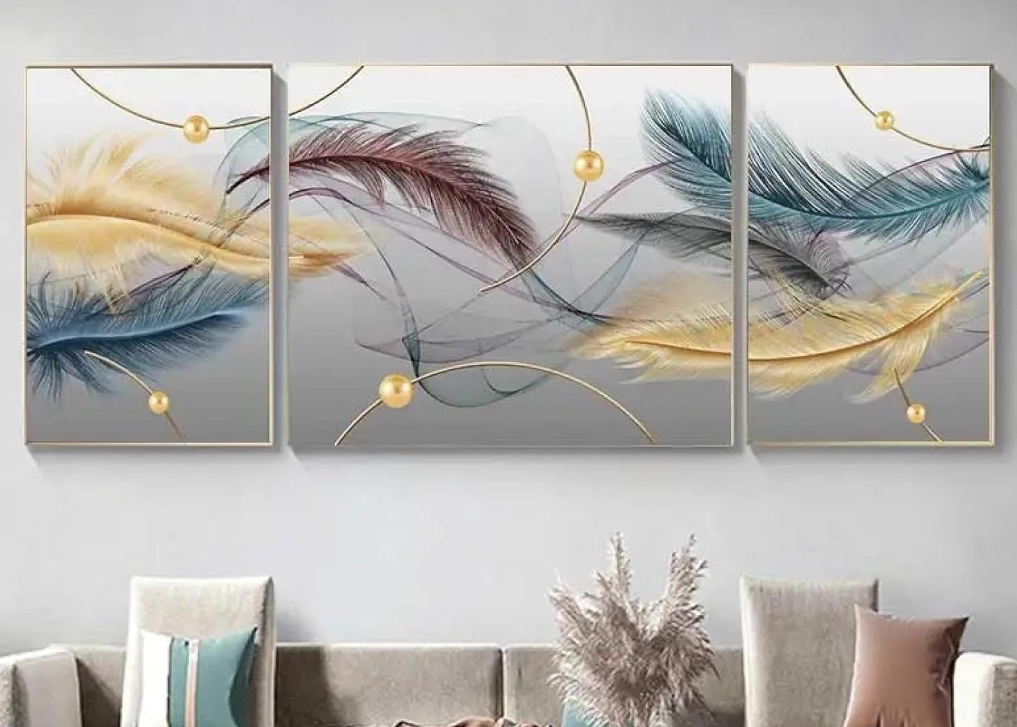 Colorful Feather Crystal Wall Painting Set