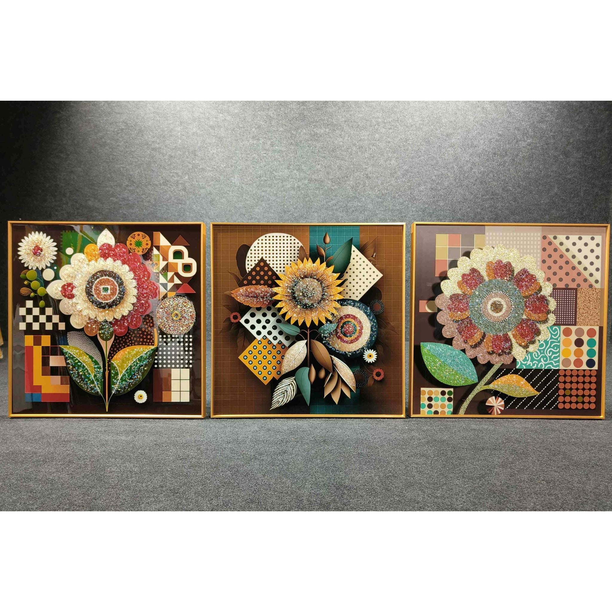 Colorful Geometric Floral Wall Art Set