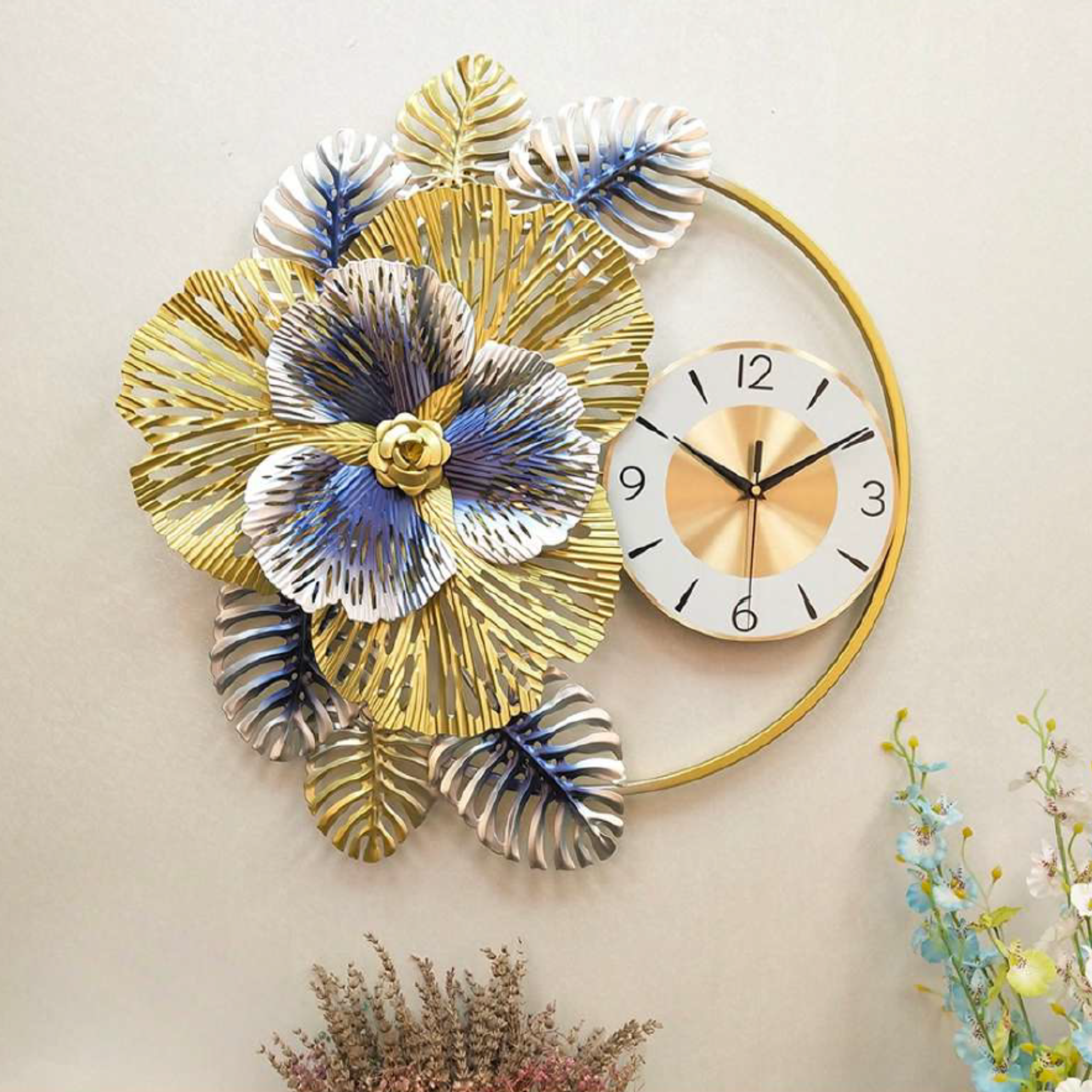 Dazzling Bloom Metal Wall Clock