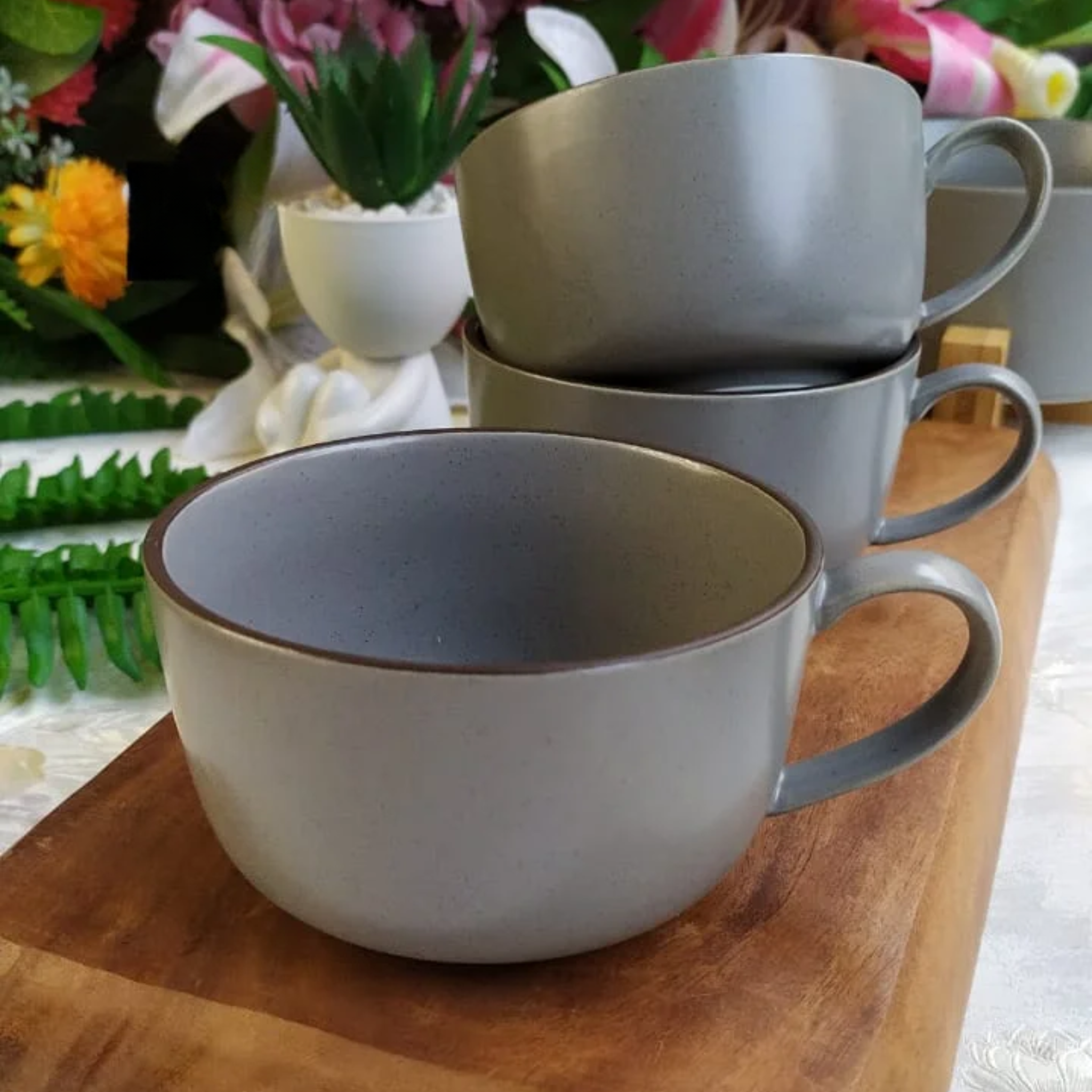 Dove Grey Coffee Mugs - Set of 4