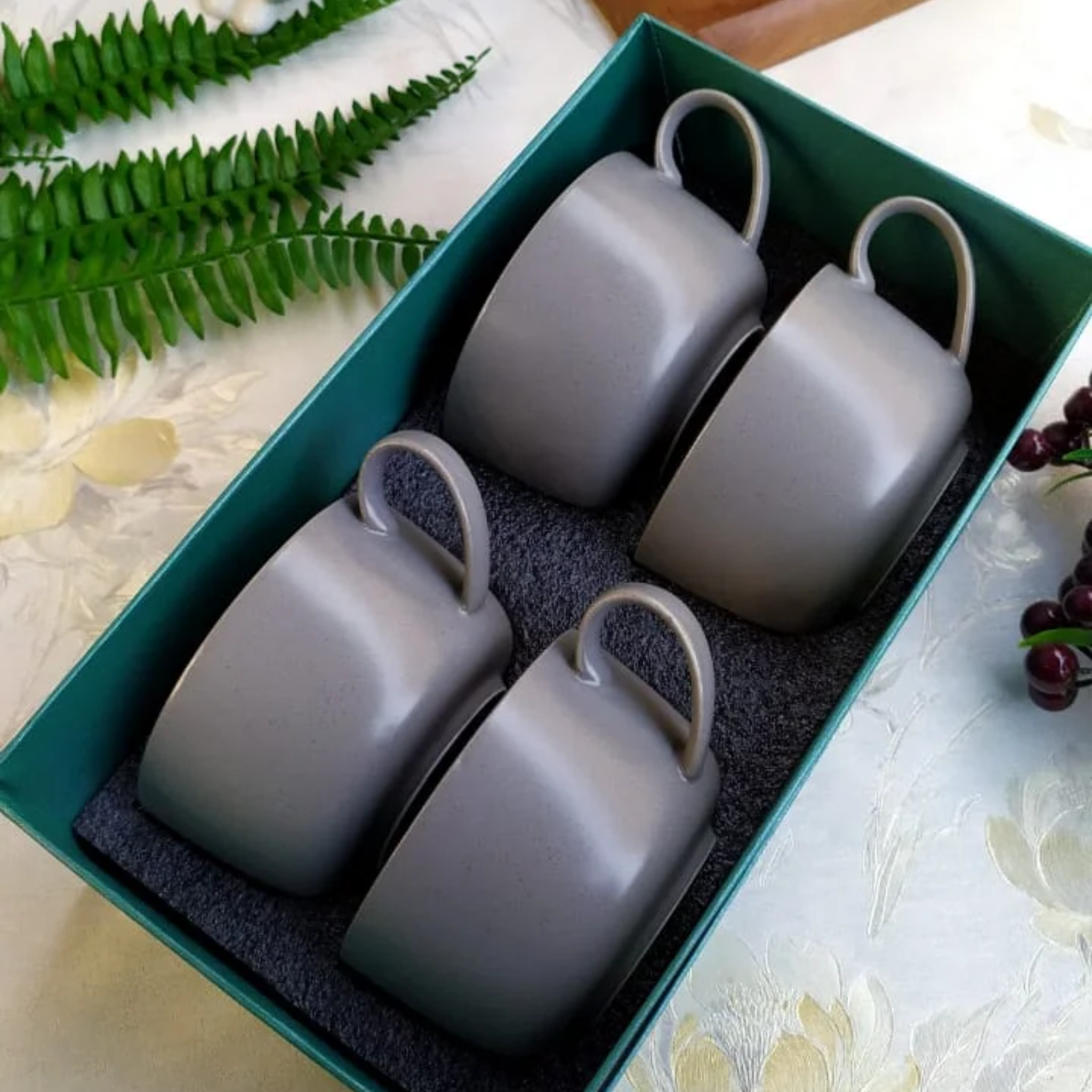 Dove Grey Coffee Mugs - Set of 4