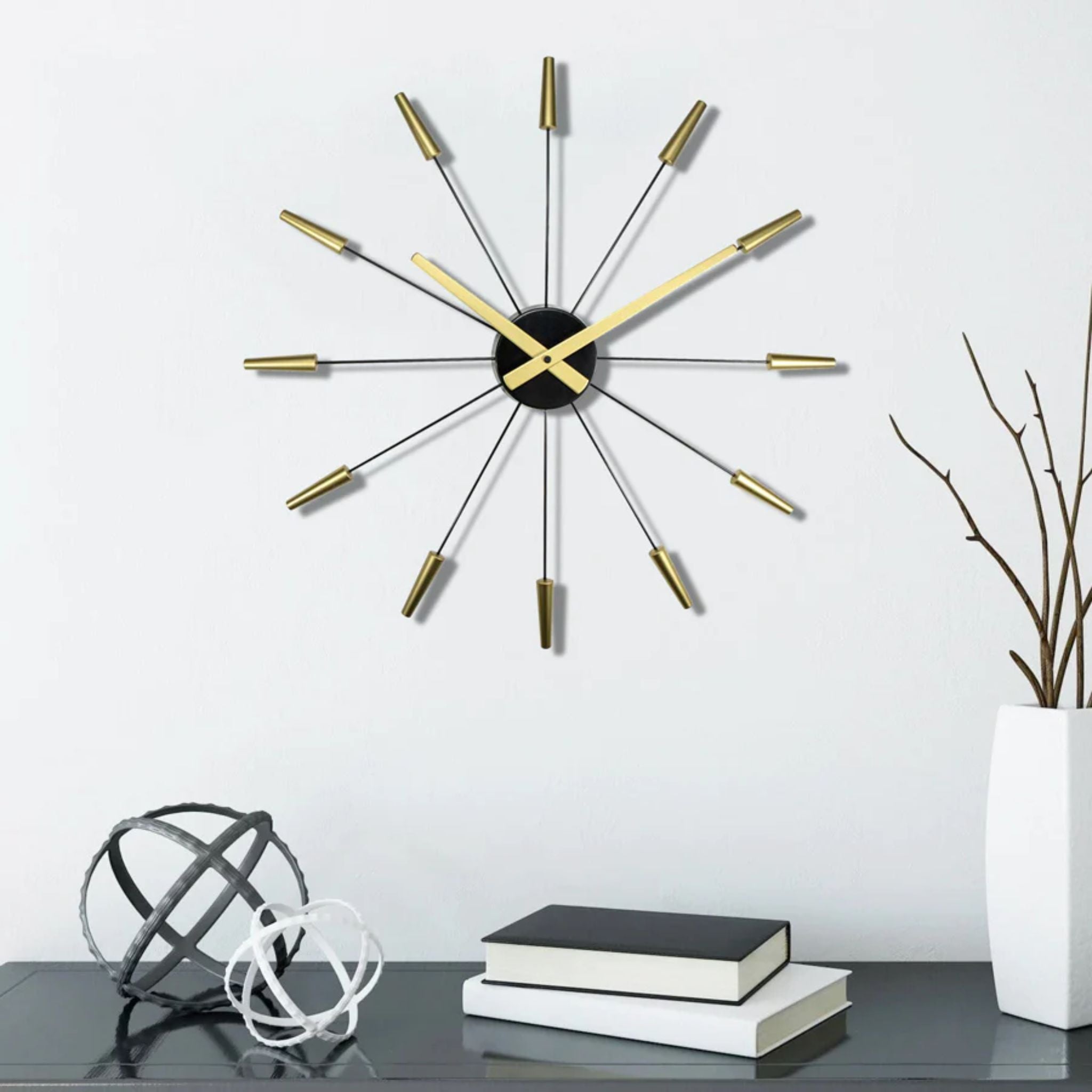 Elegance Edge Black & Gold Wall Clock