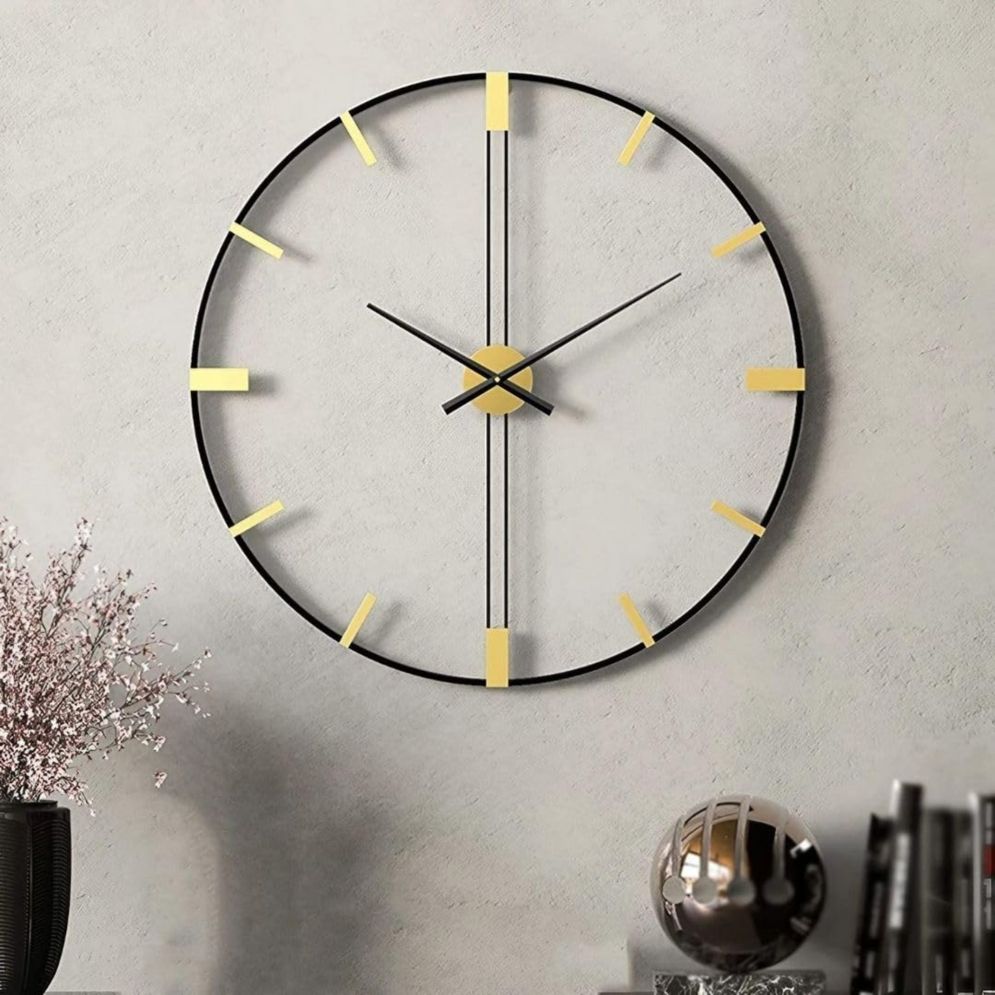 Elegance Noir Golden Wall Clock