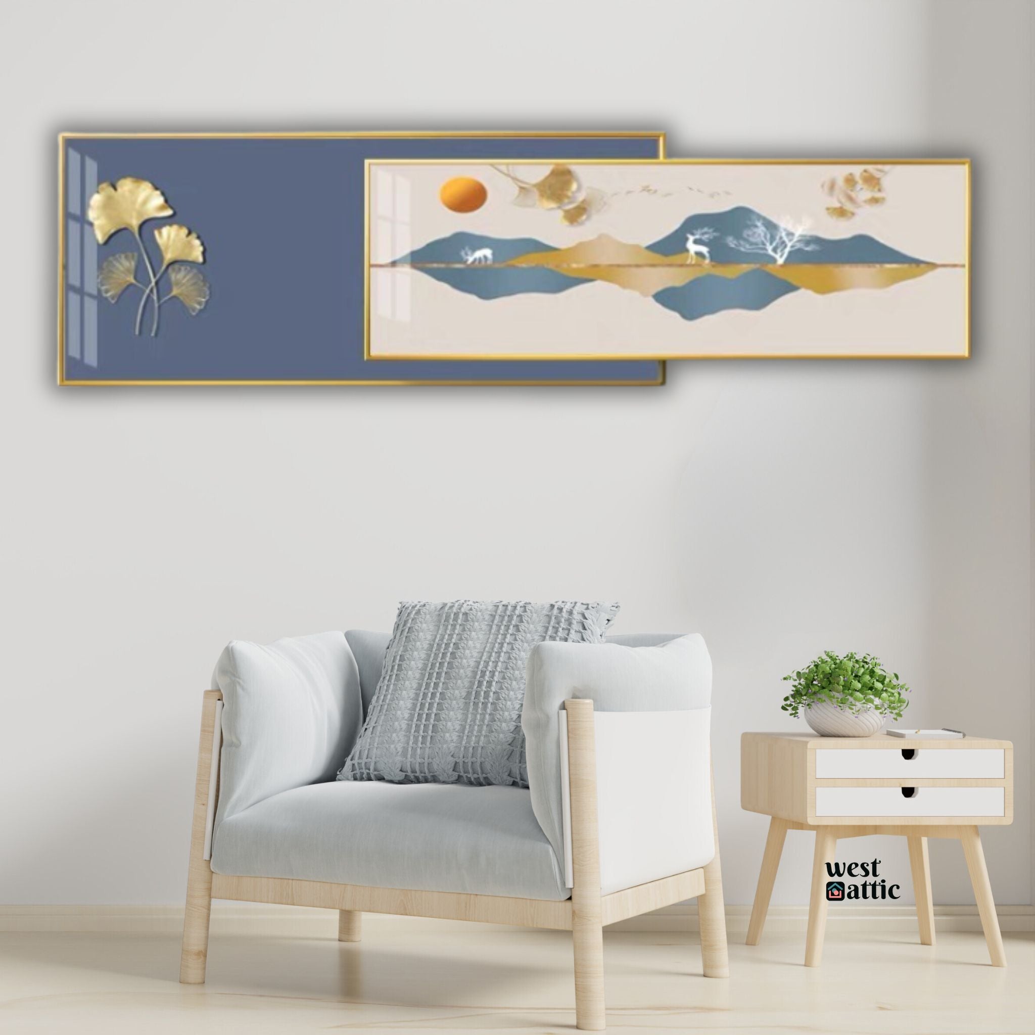 Elegant Golden Nature-Inspired Crystal Wall Art