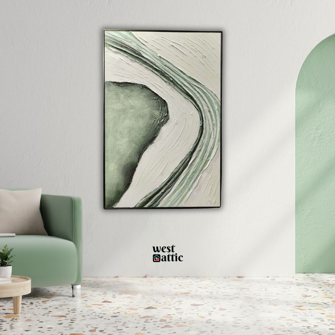 Emerald Stream Abstract Handmade Painting