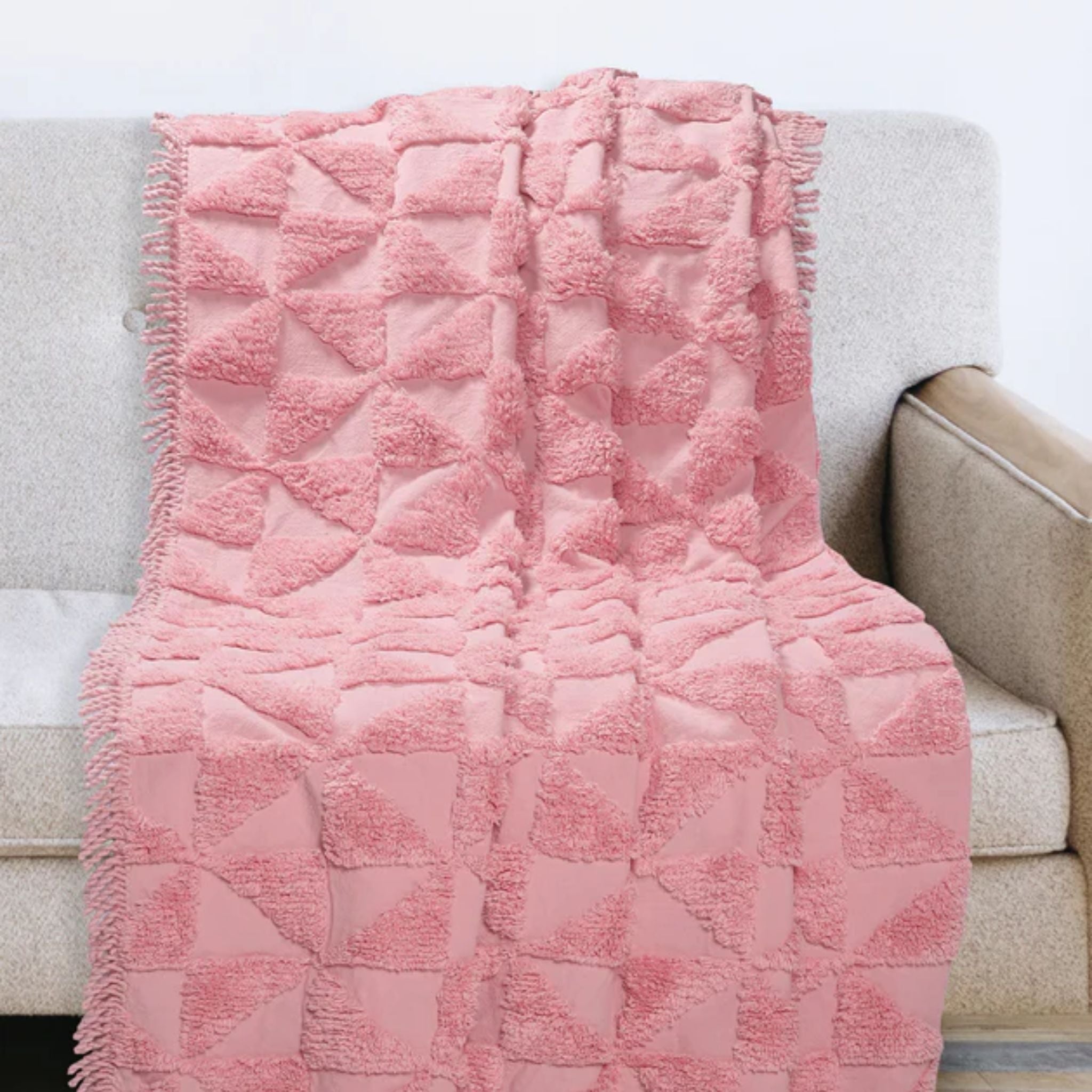 Firki Tufted Pattern Throw with Fringe