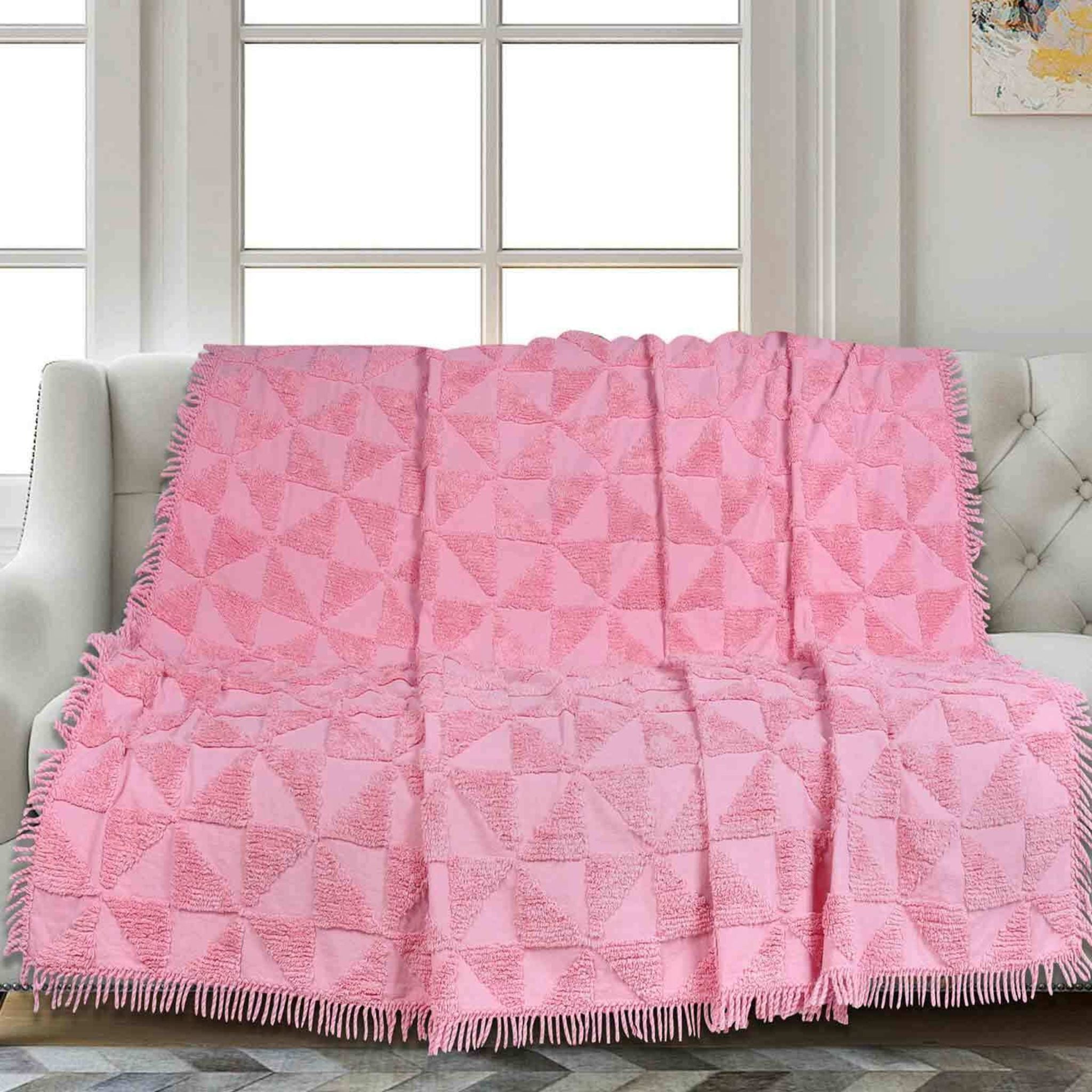 Firki Tufted Pattern Throw with Fringe