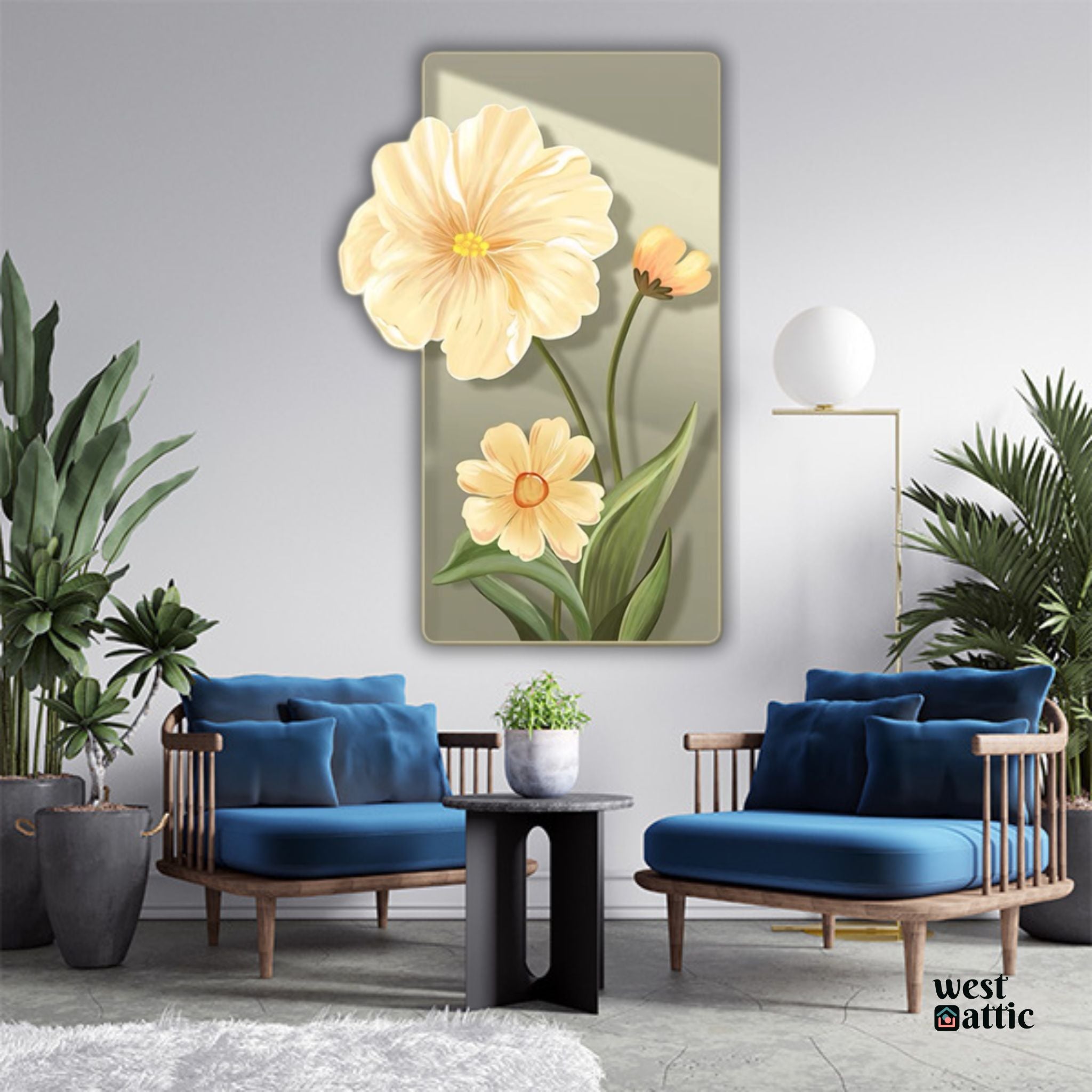 Floral Blossom Crystal Wall Art with LED