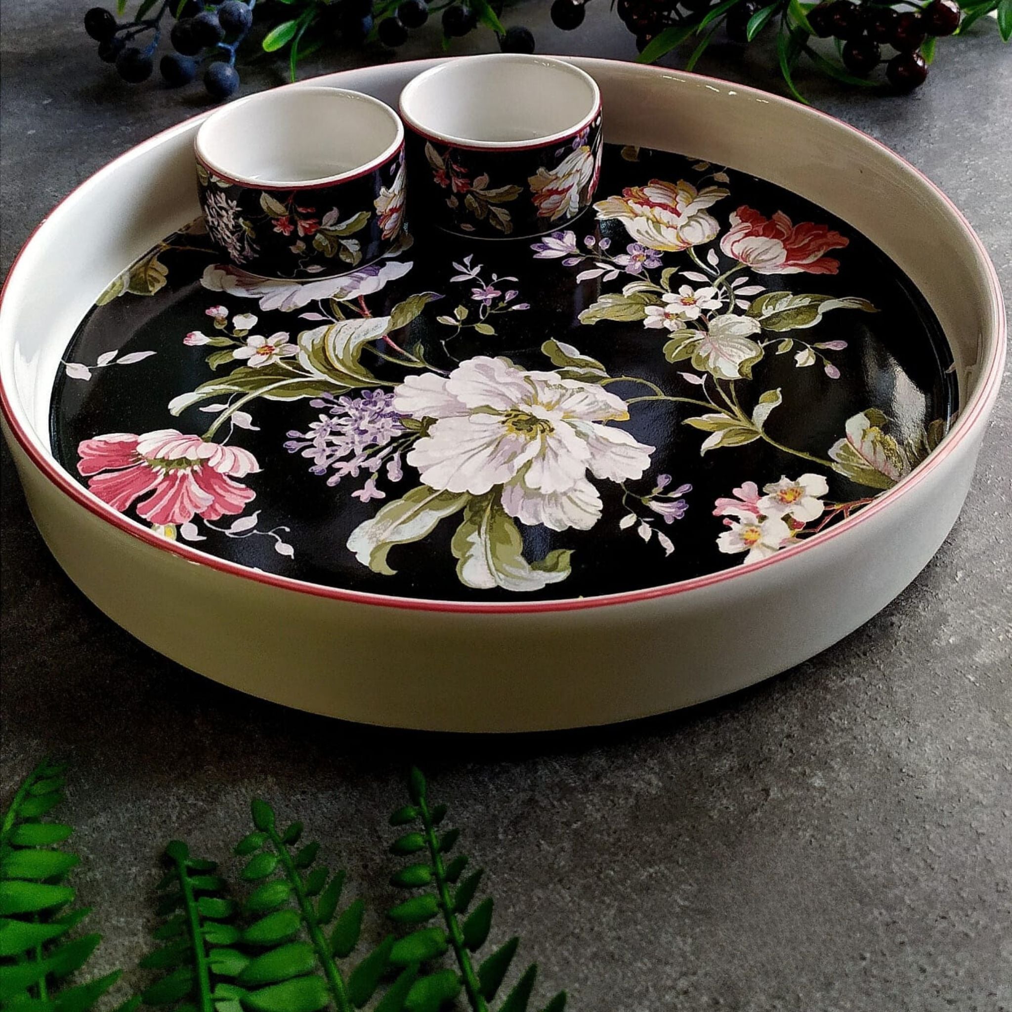 Floral Fantasy Snack Set - Black