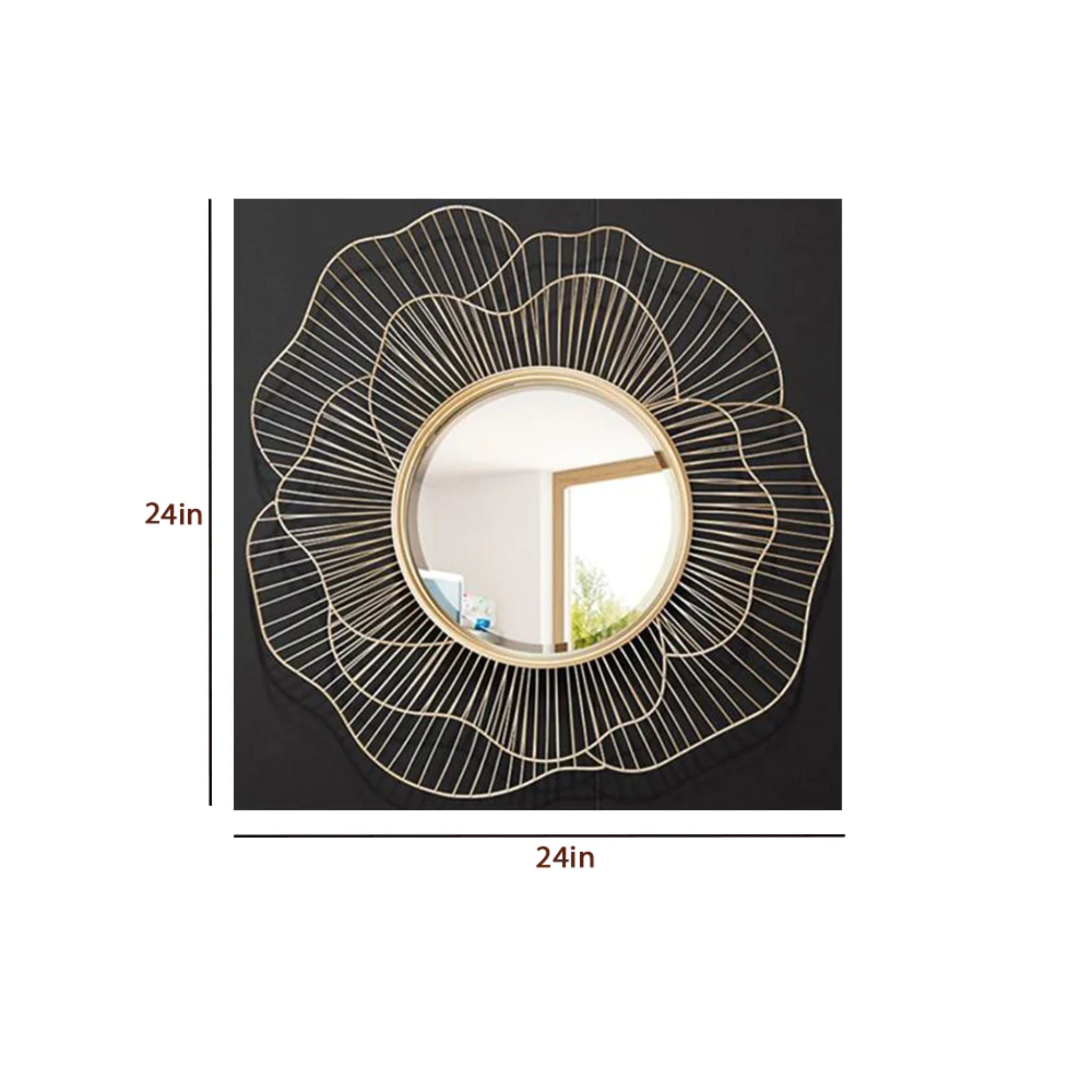 Floral Serenity Metal Wall Mirror