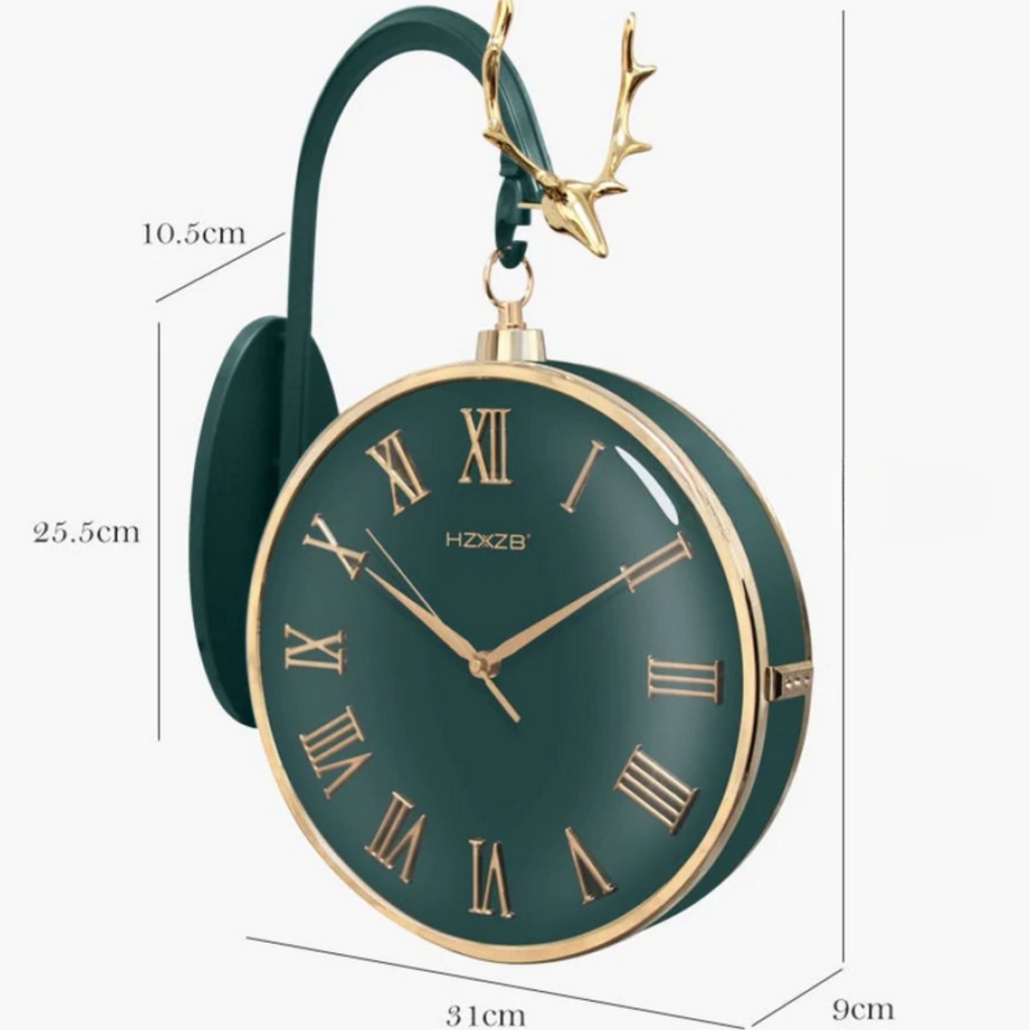 Antelope head Double Dial Hanging Wall Clock