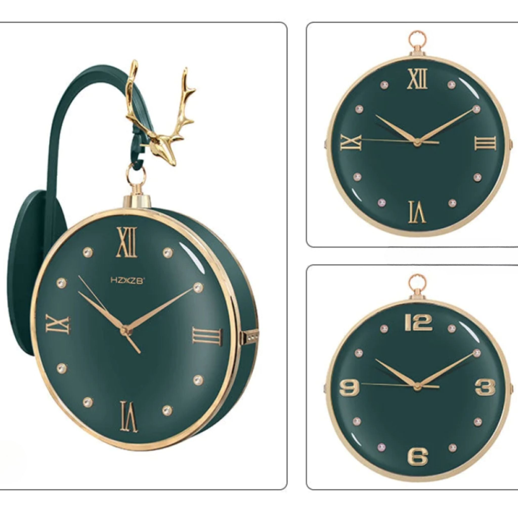 Antelope head Double Dial Hanging Wall Clock