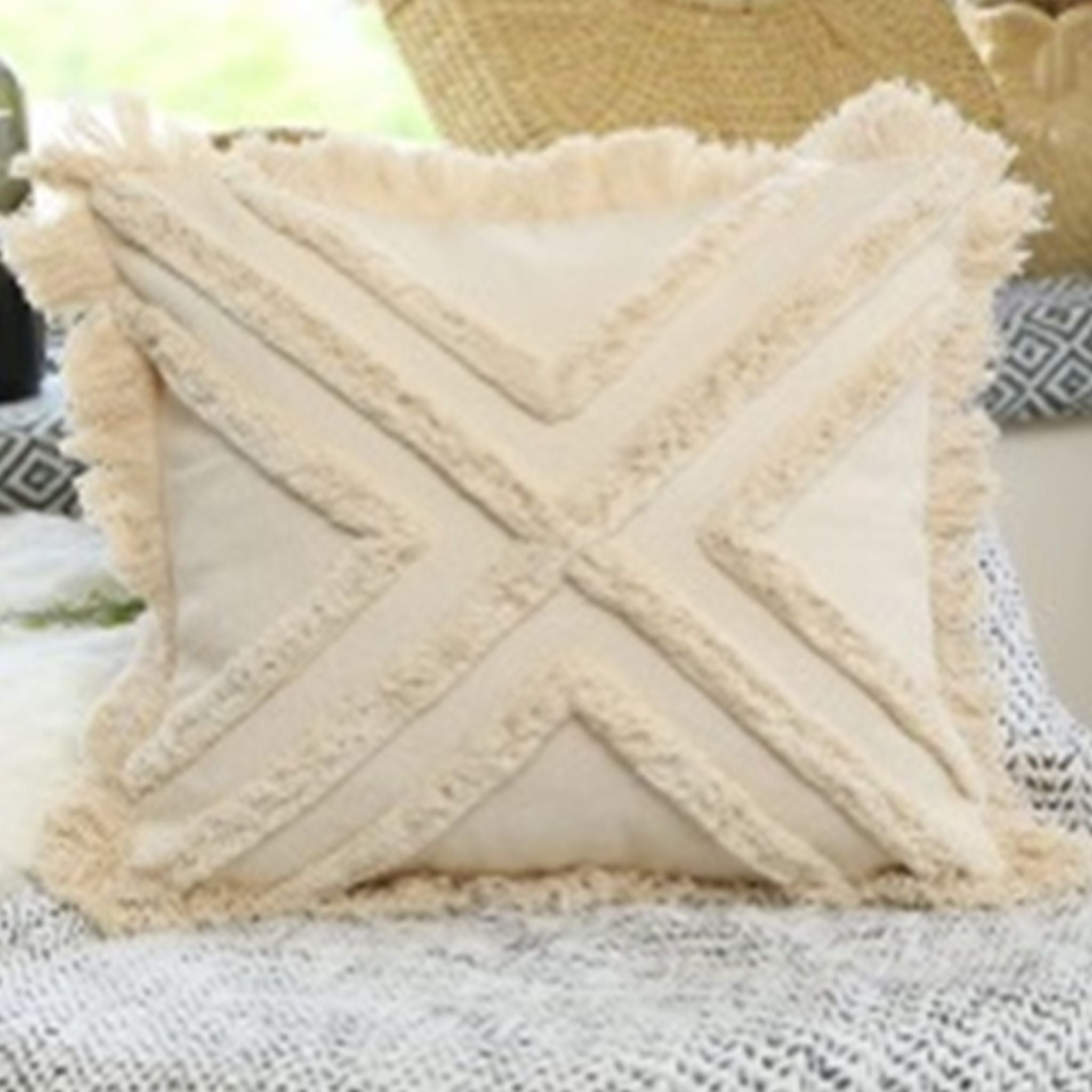 Fringe Pillow Cover - White