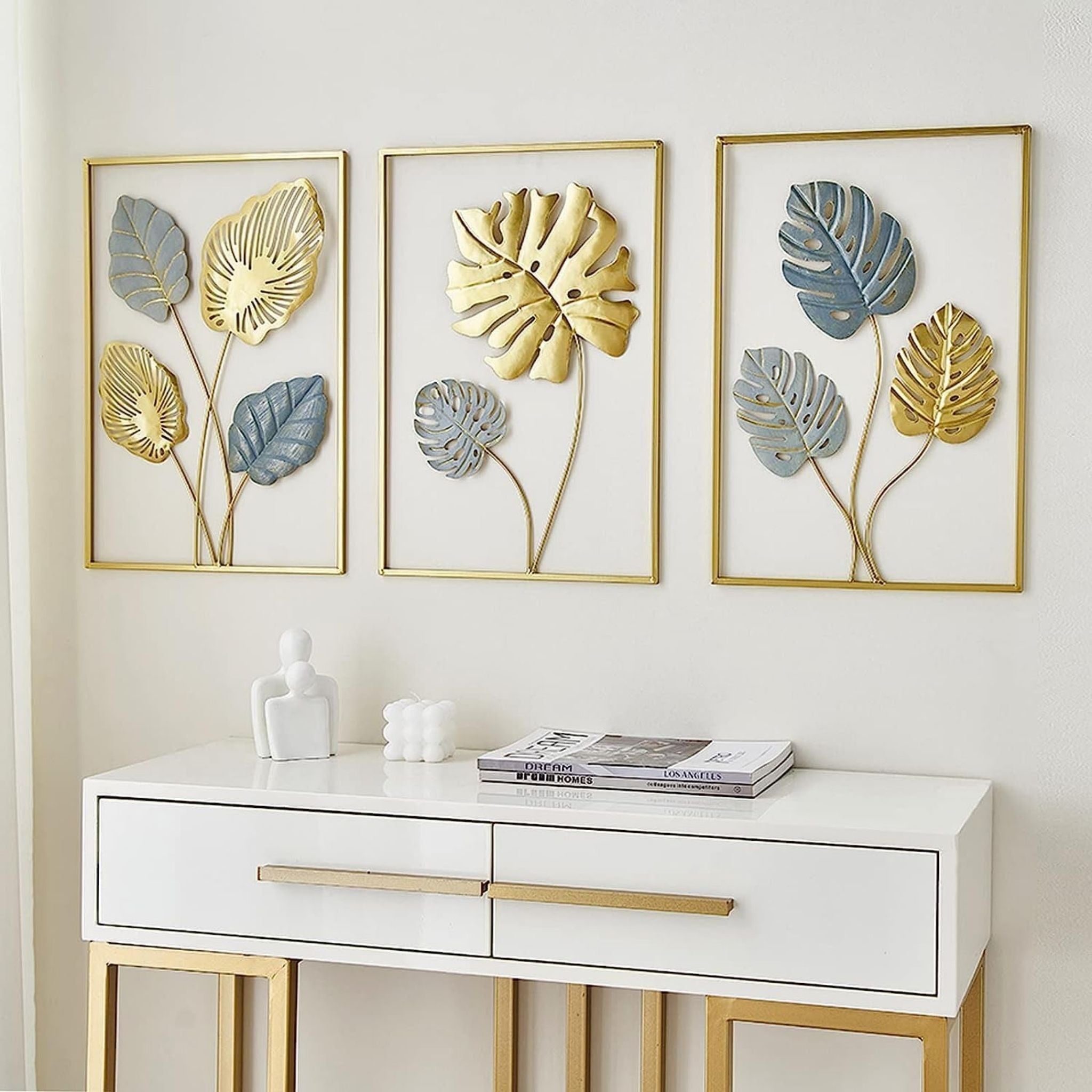 Ginkgo Leaf Trio Metal Wall Art Frames