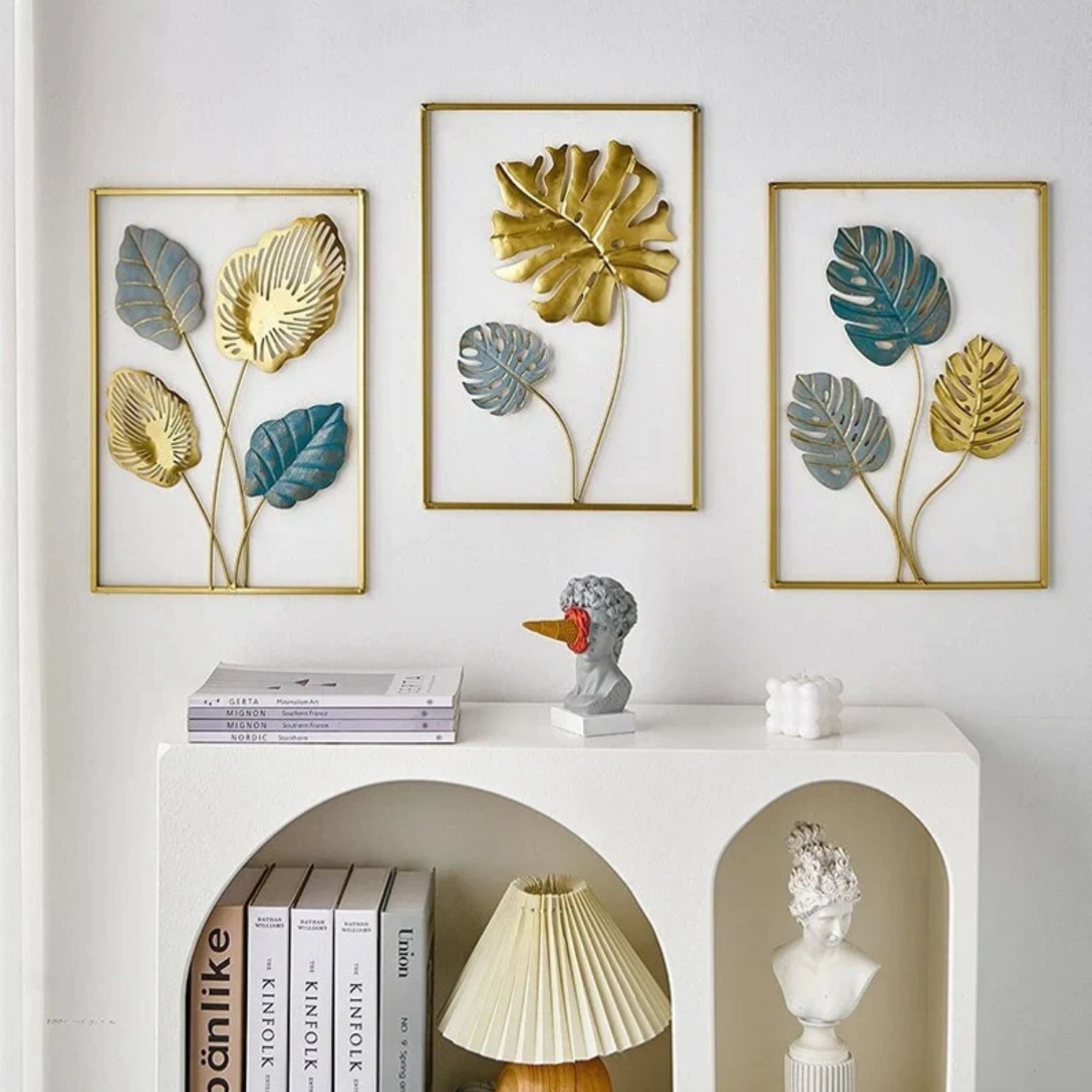 Ginkgo Leaf Trio Metal Wall Art Frames