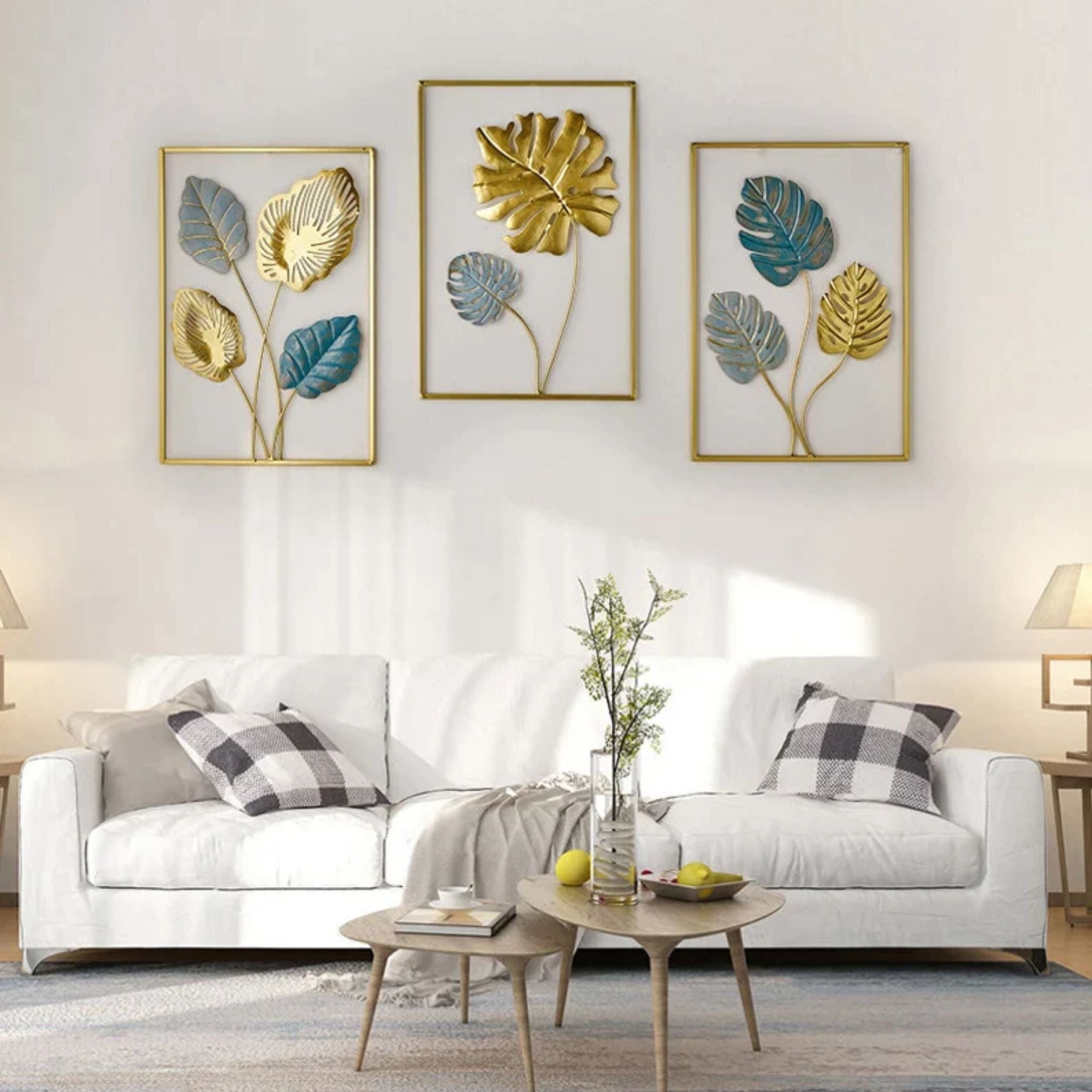 Ginkgo Leaf Trio Metal Wall Art Frames