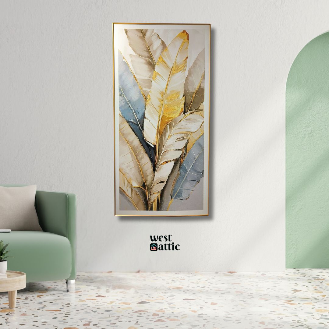 Gleaming Feather Textured Wall Frame