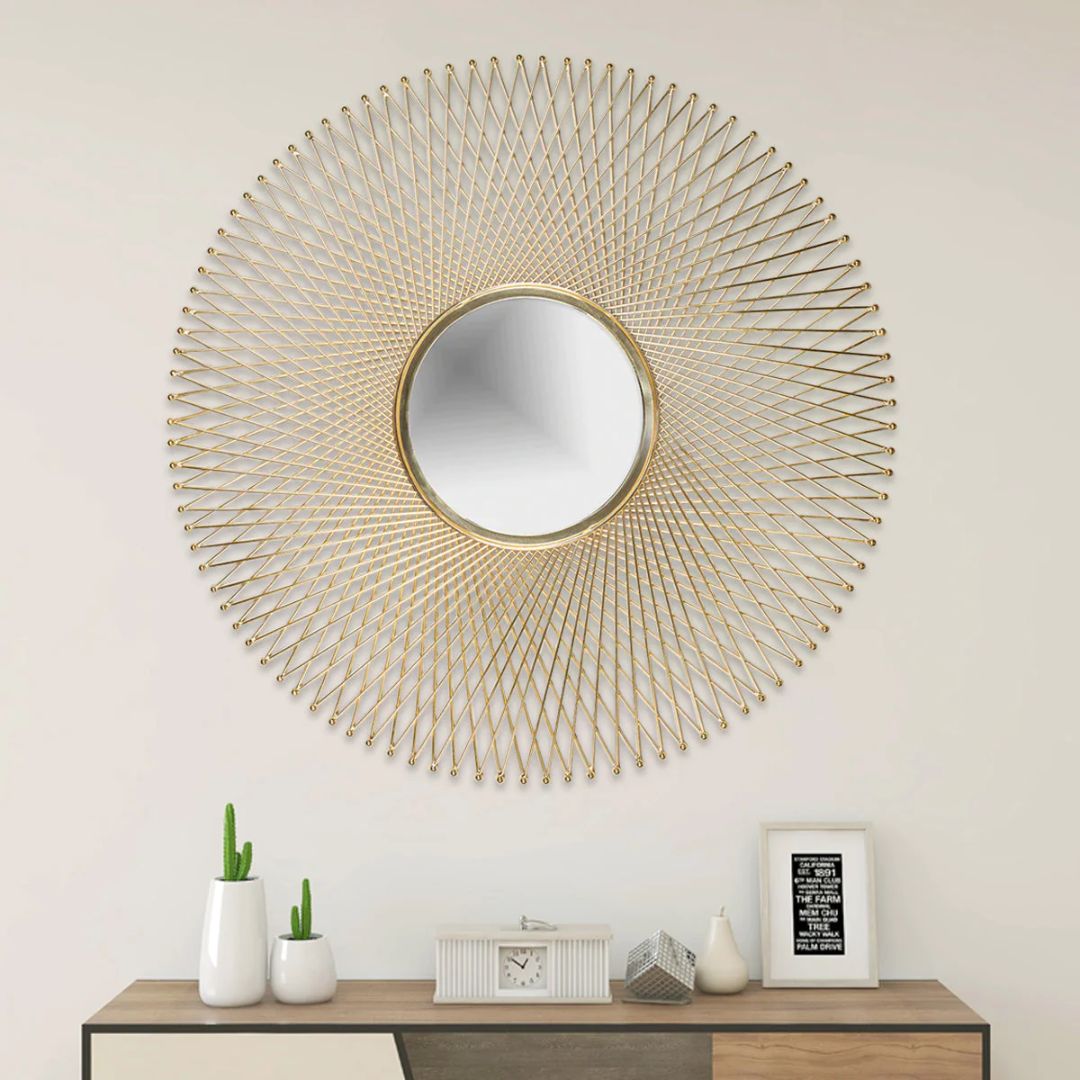 Gold Knitted Pattern Wall Mirror