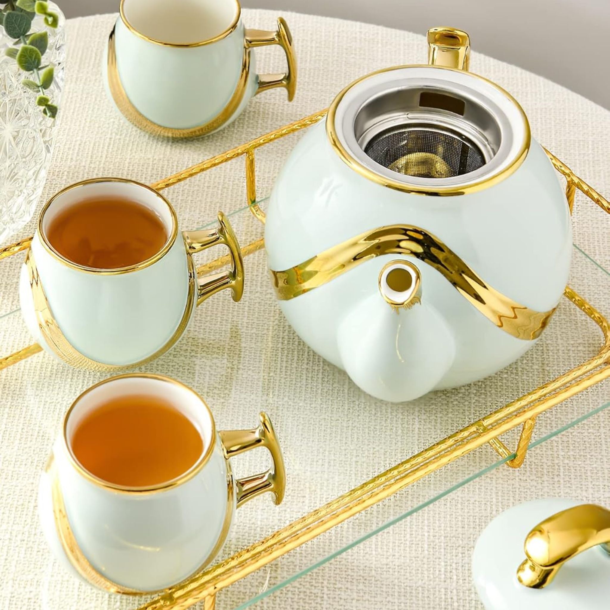 Golden Harmony Porcelain Tea Set