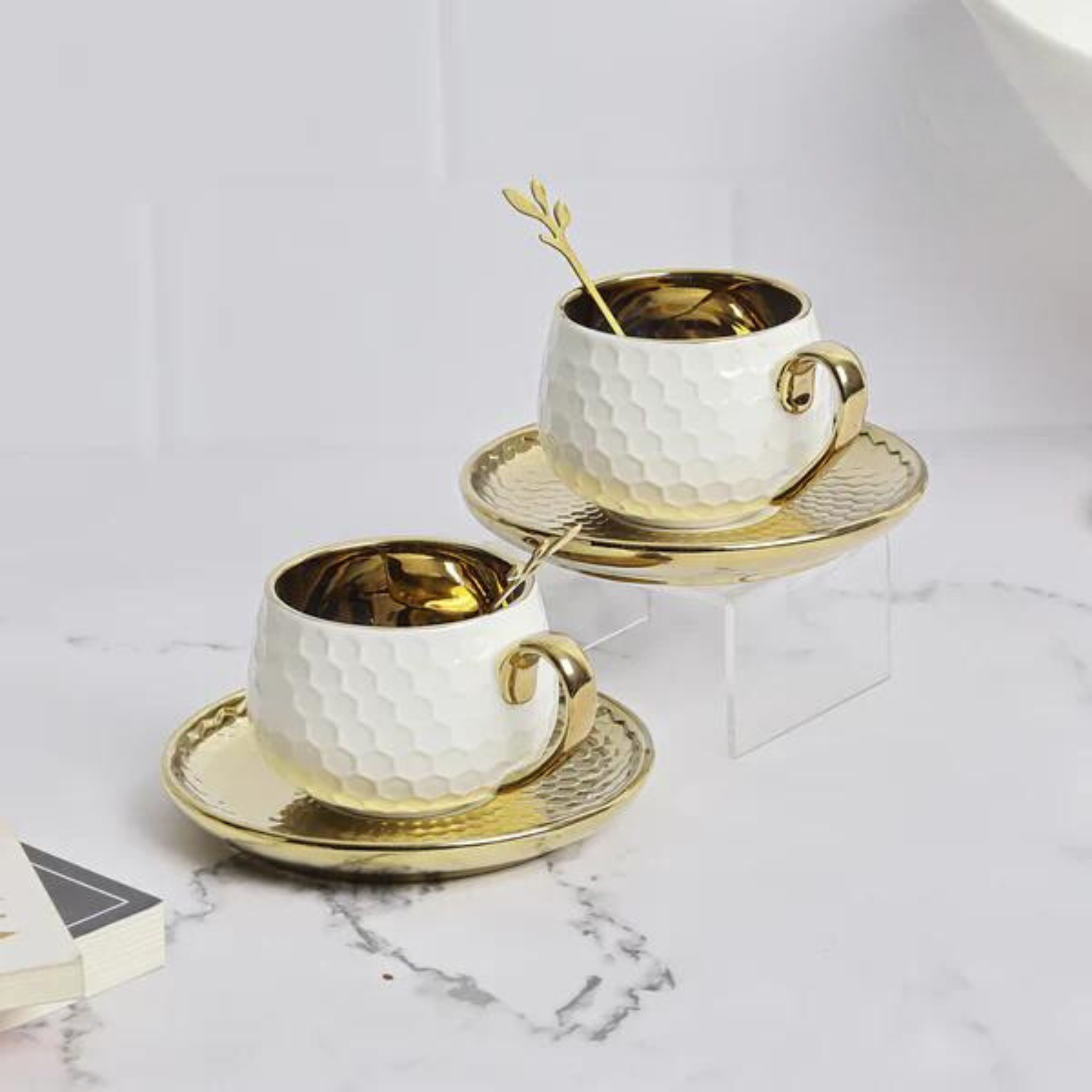 Golden Hive Ceramic Tea Set - Set of 6