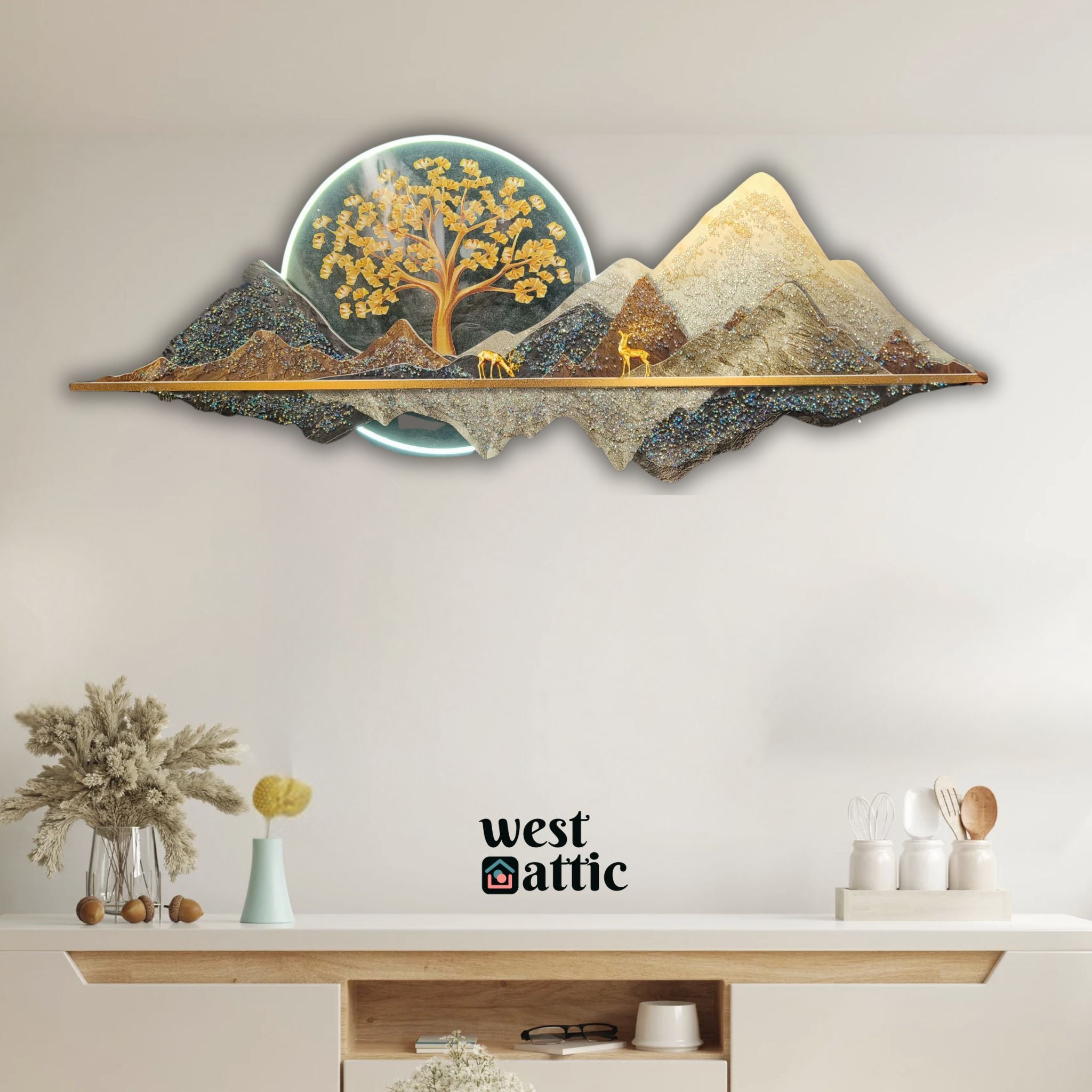 Golden Peaks Crystal Wall Frame