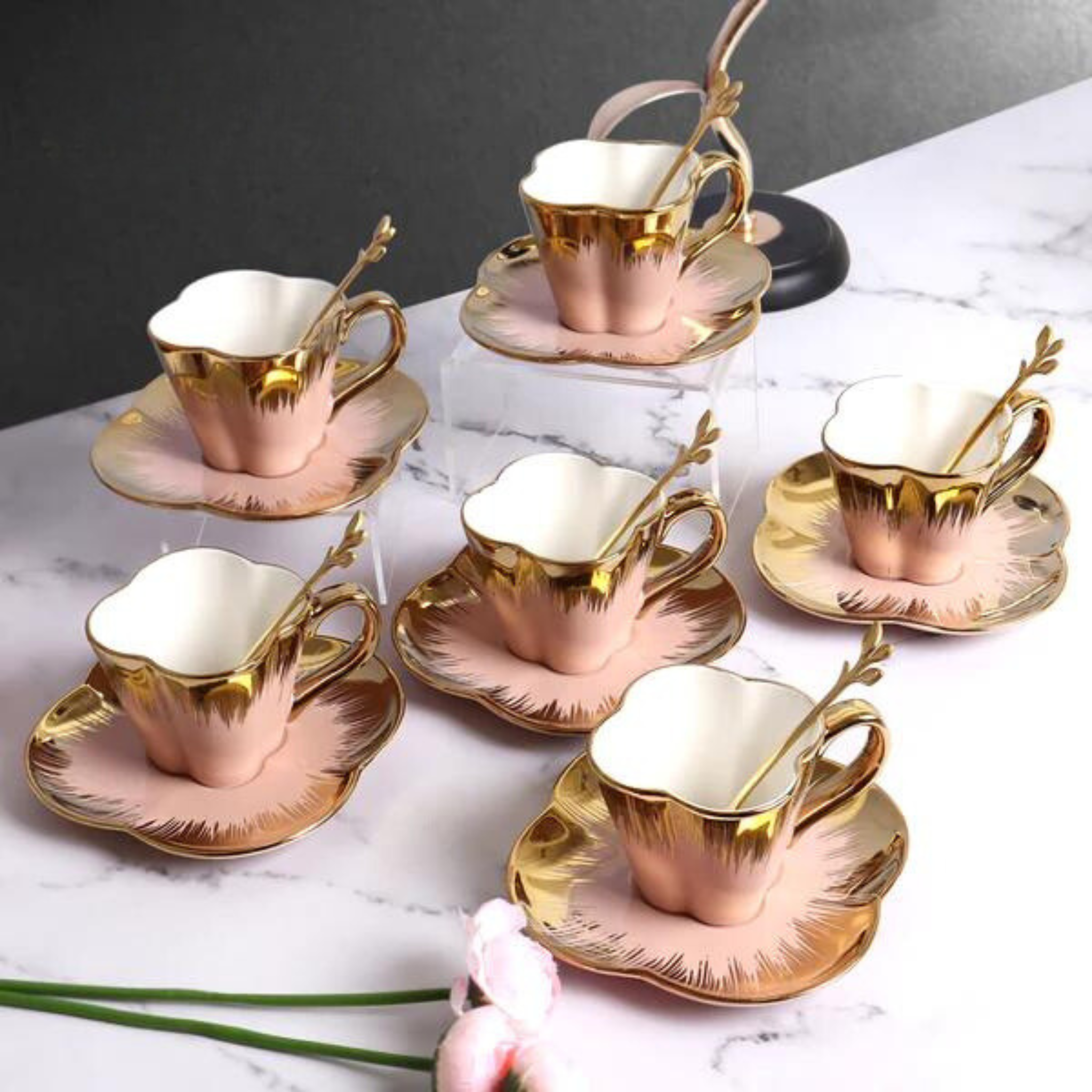 Golden Pink Pastel Tea - Set of 6