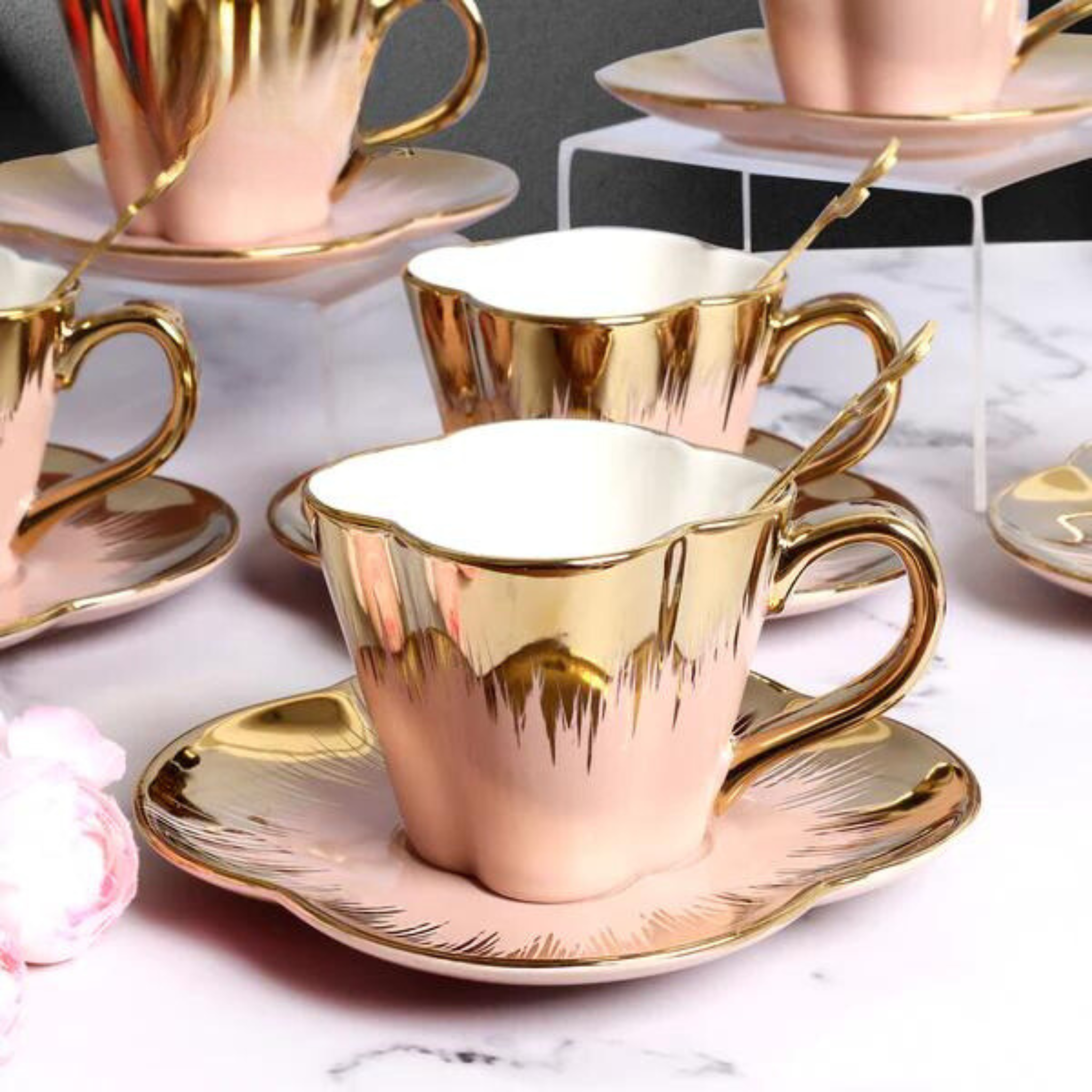 Golden Pink Pastel Tea - Set of 6