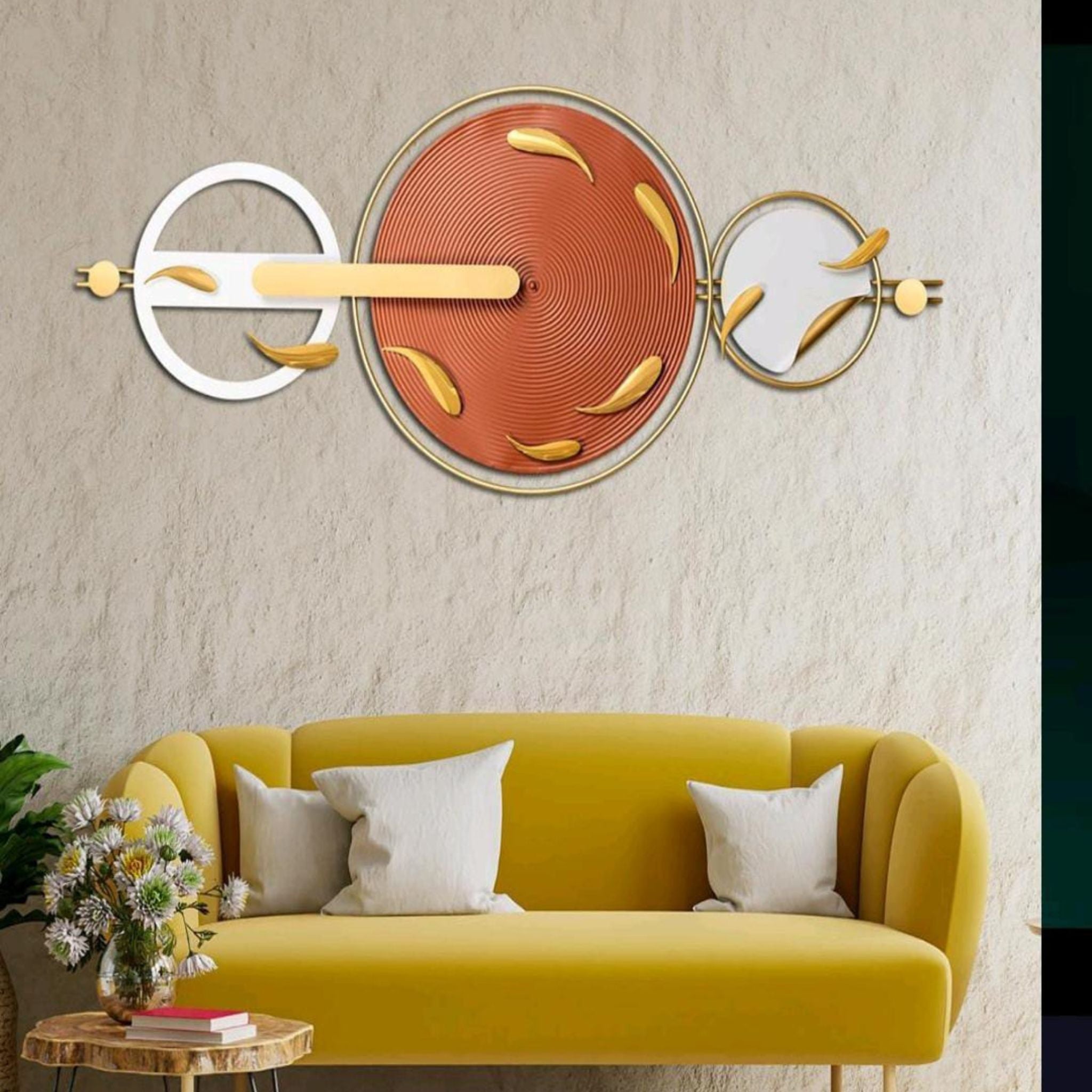 Golden Swirls Circular Wall Art