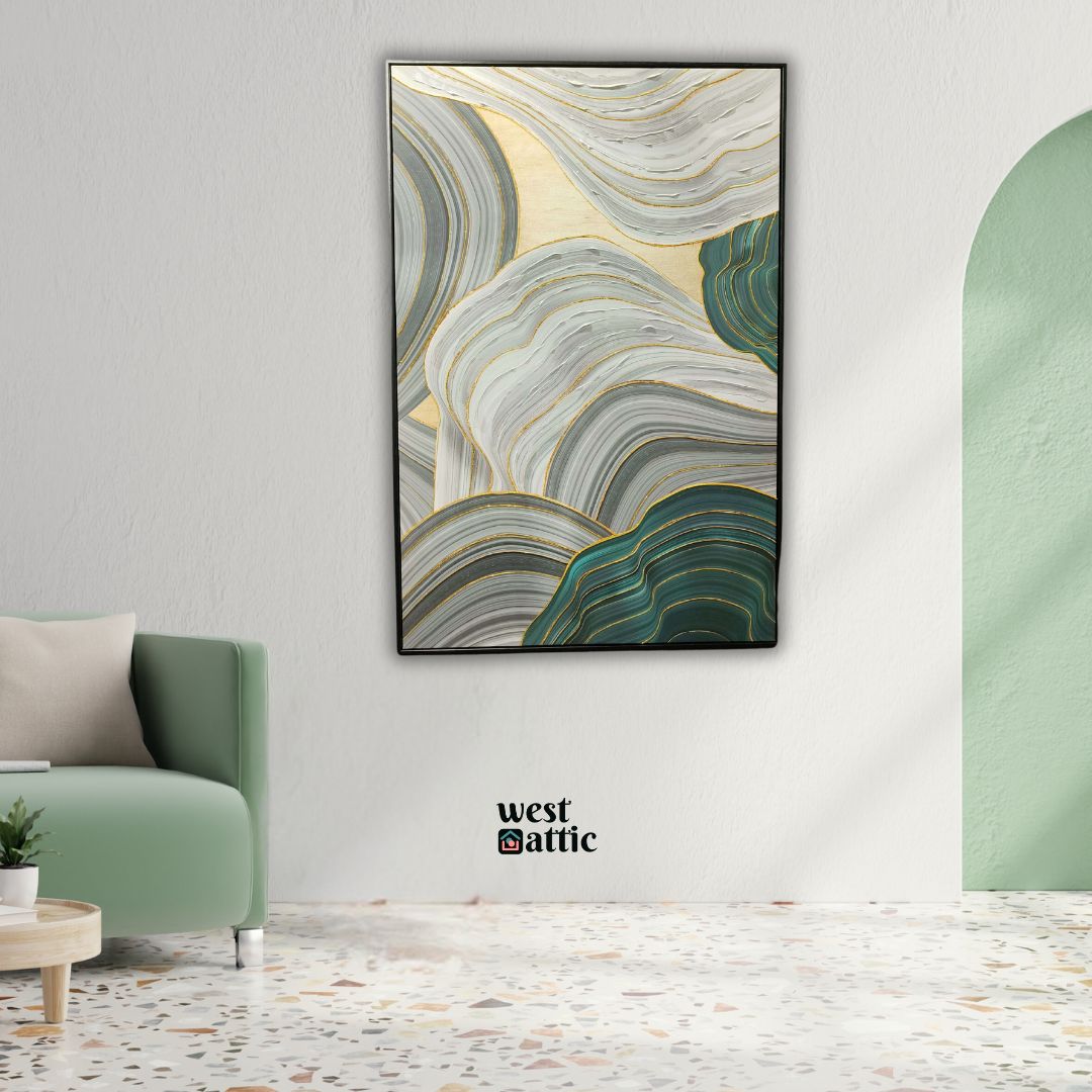 Golden Waves Abstract Painting