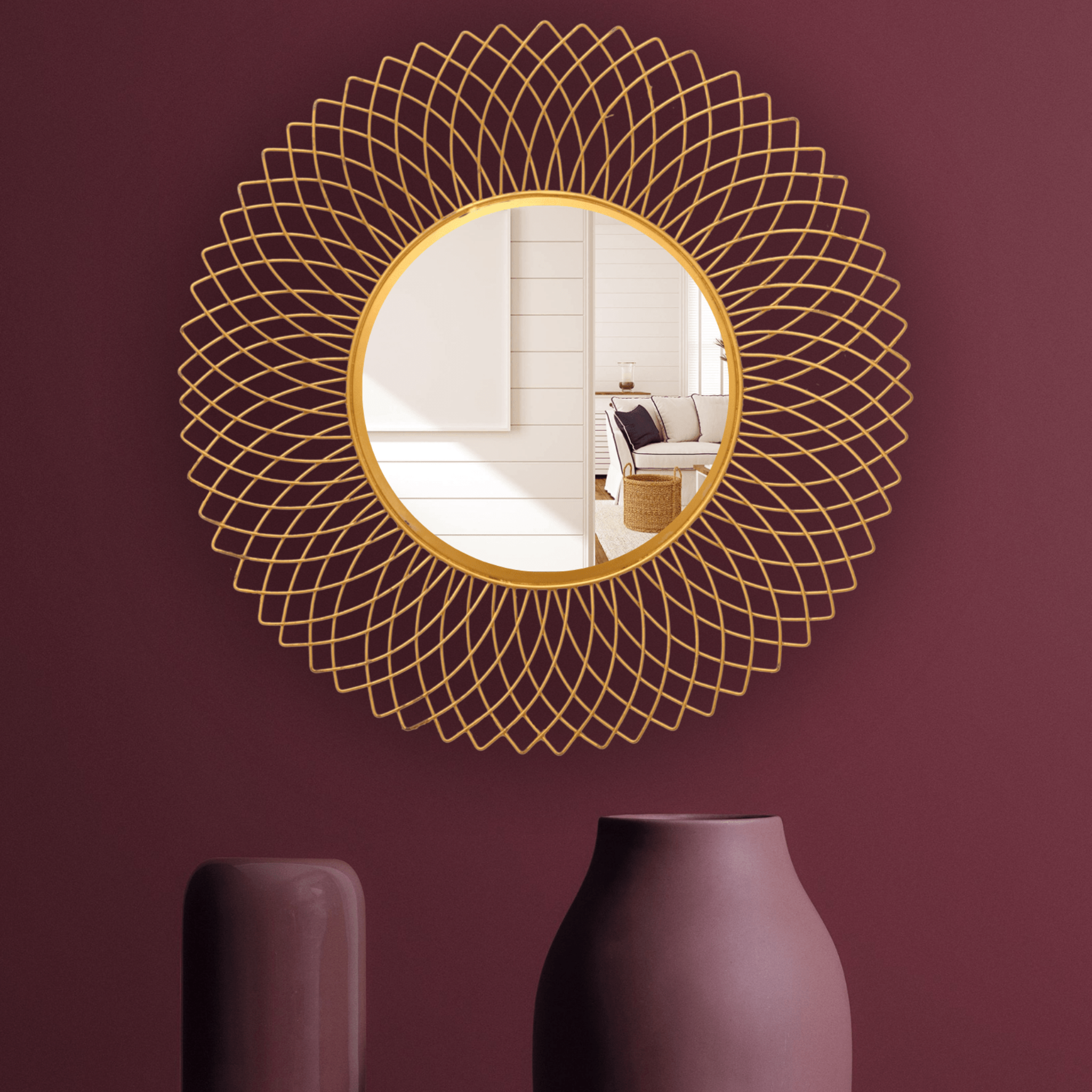 Golden Web Metal Wall Mirror