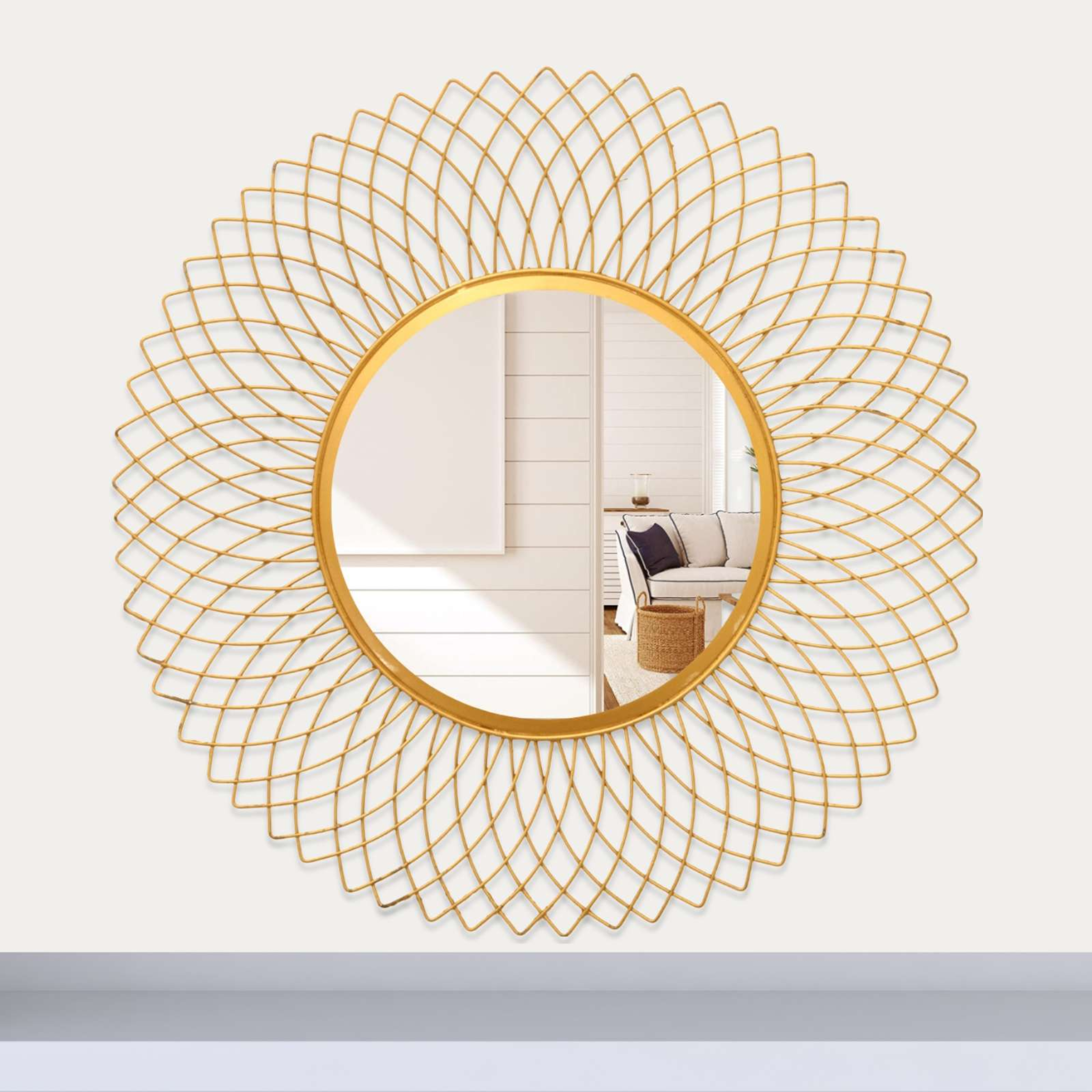 Golden Web Metal Wall Mirror