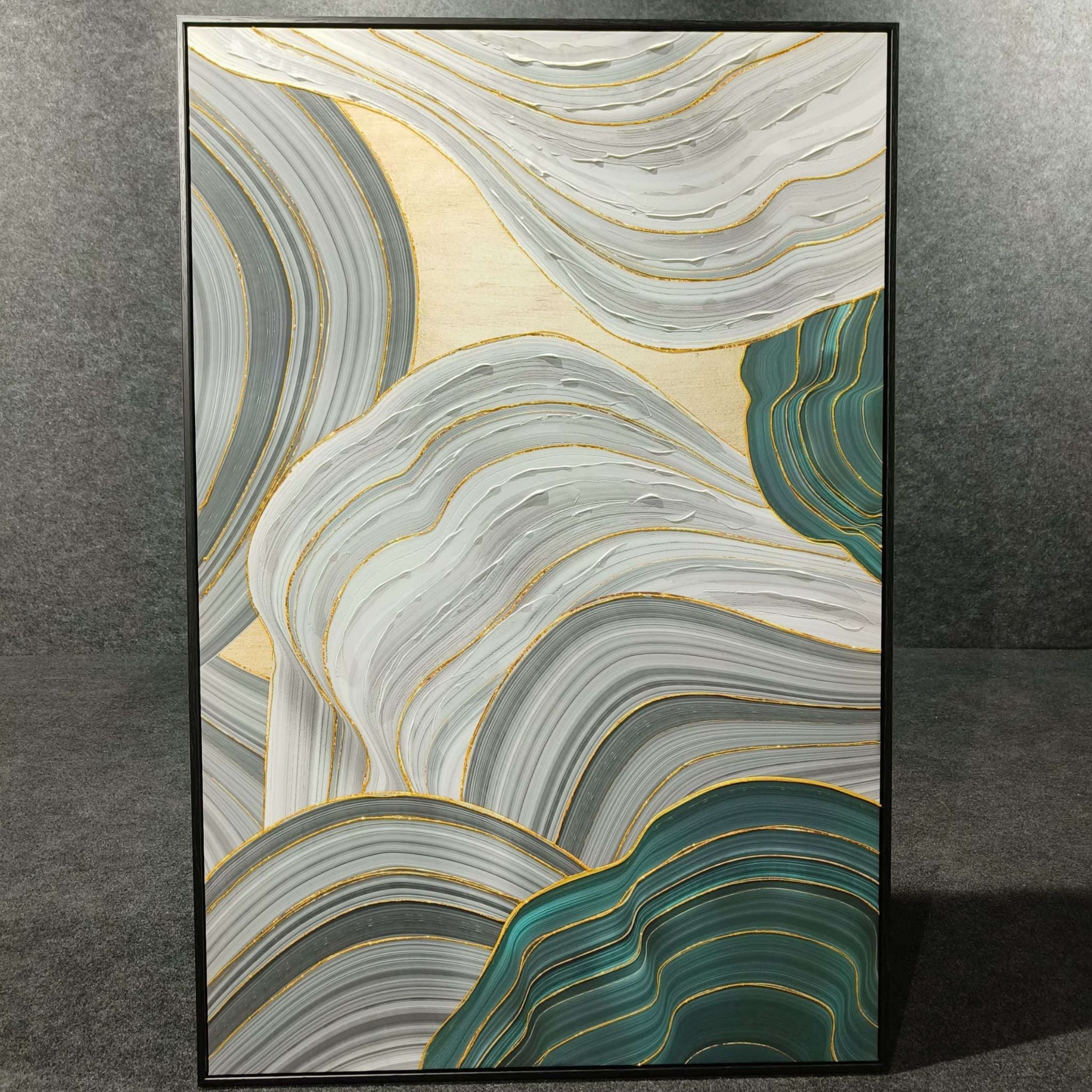 Golden Waves Abstract Painting