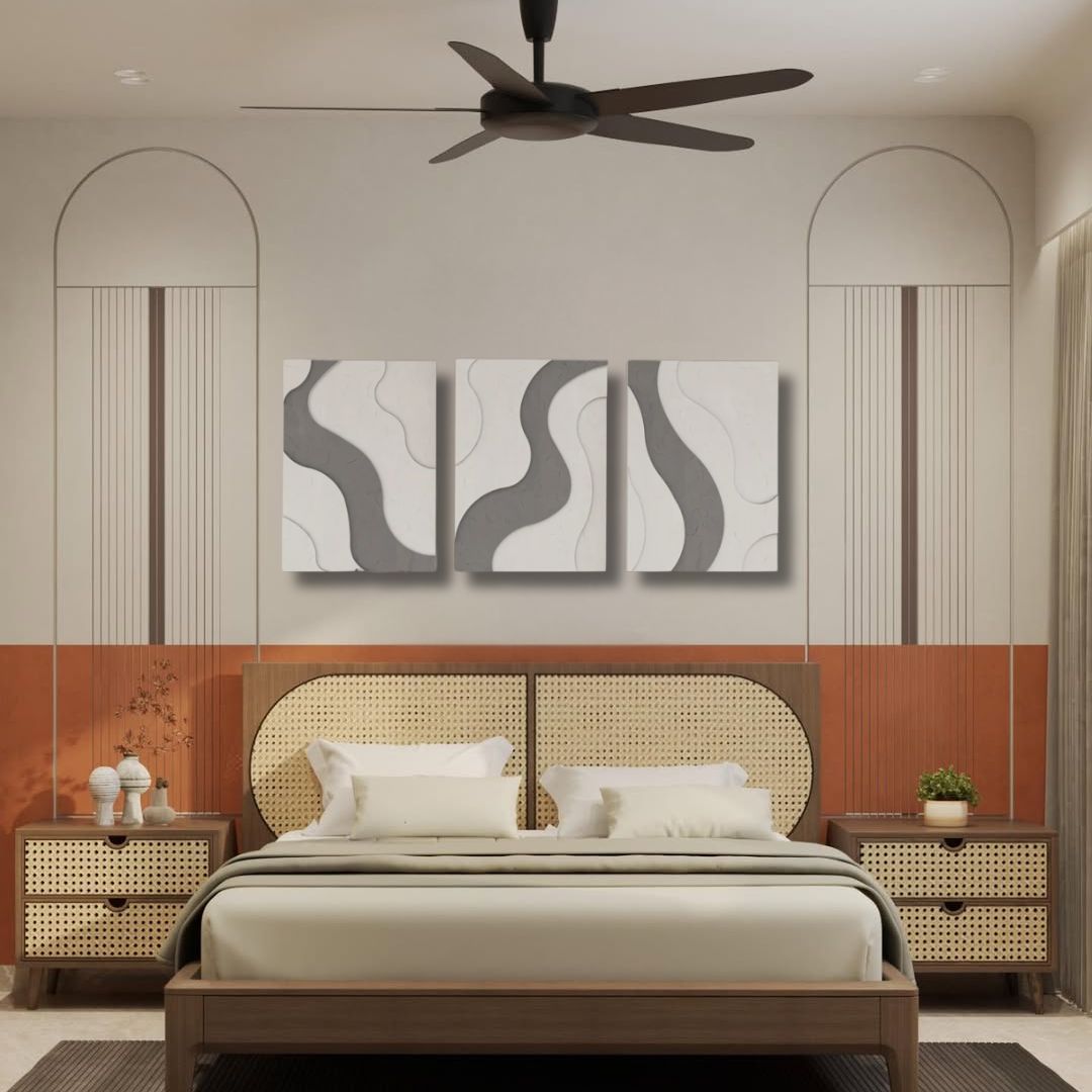 Gray White Waves Textured Wall Art
