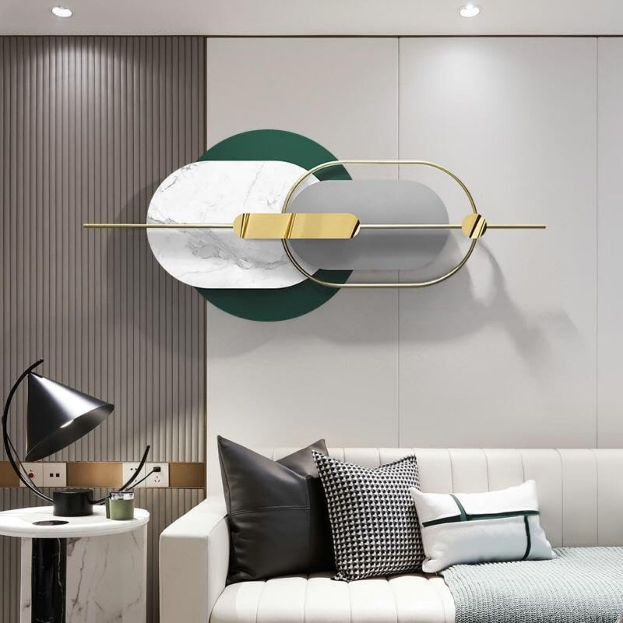 Green and Gold Linear Wall Art