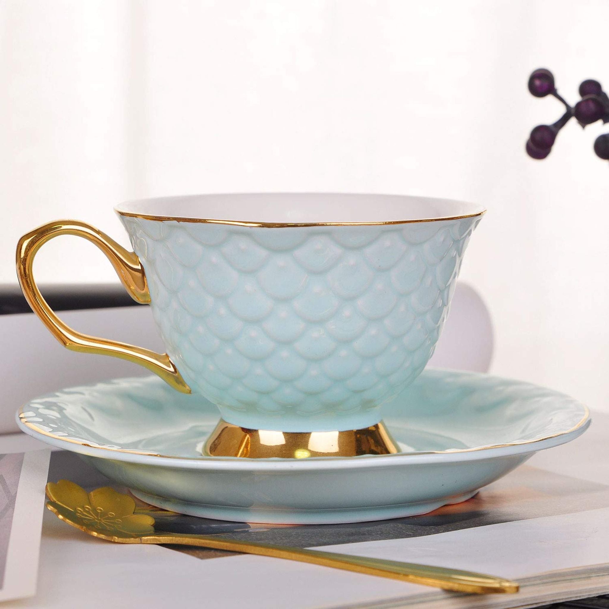 Honeycomb Pattern Tea Set - Set of 2