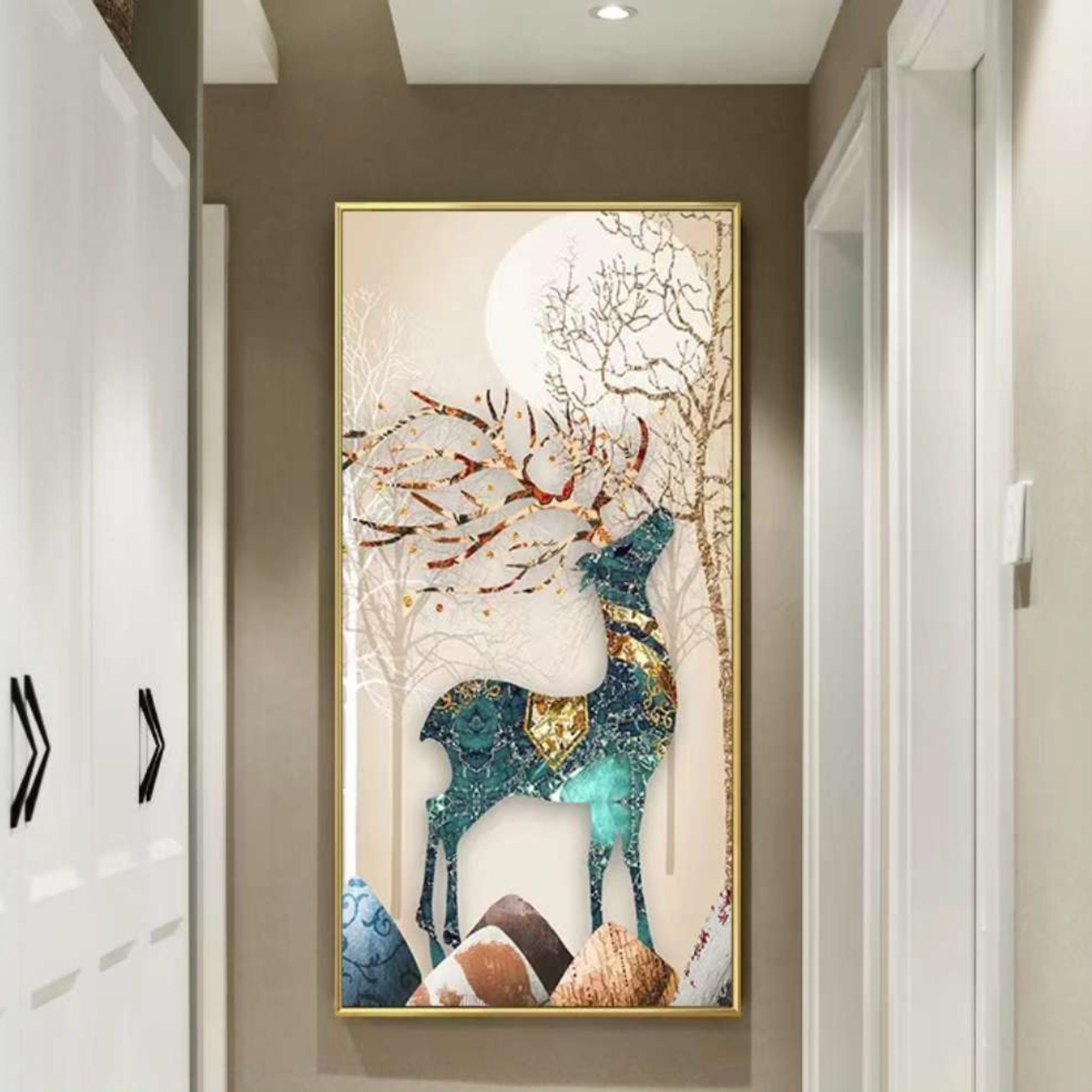 Iridescent Reindeer Crystal Wall Painting with LED