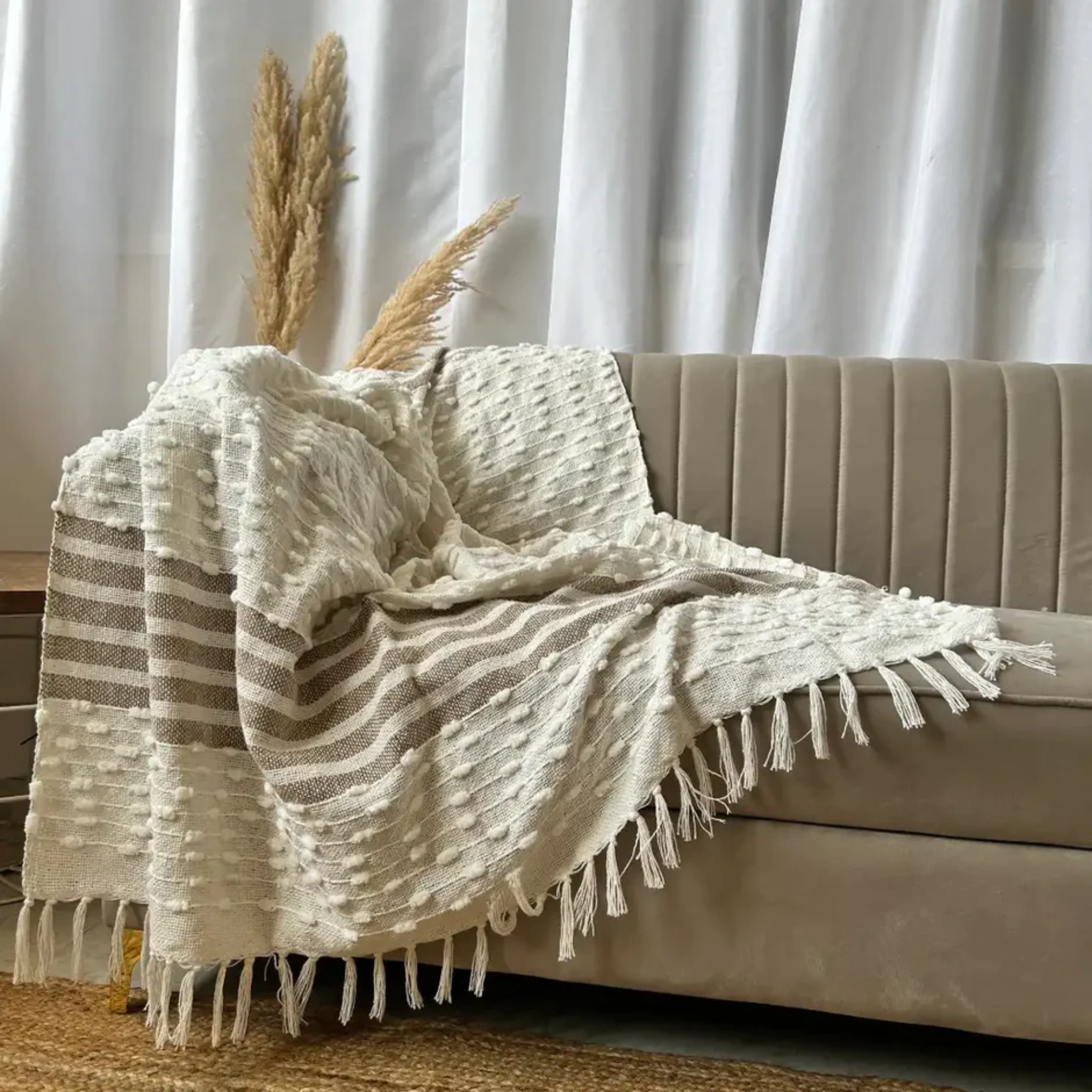 Ivory White Sofa Throw