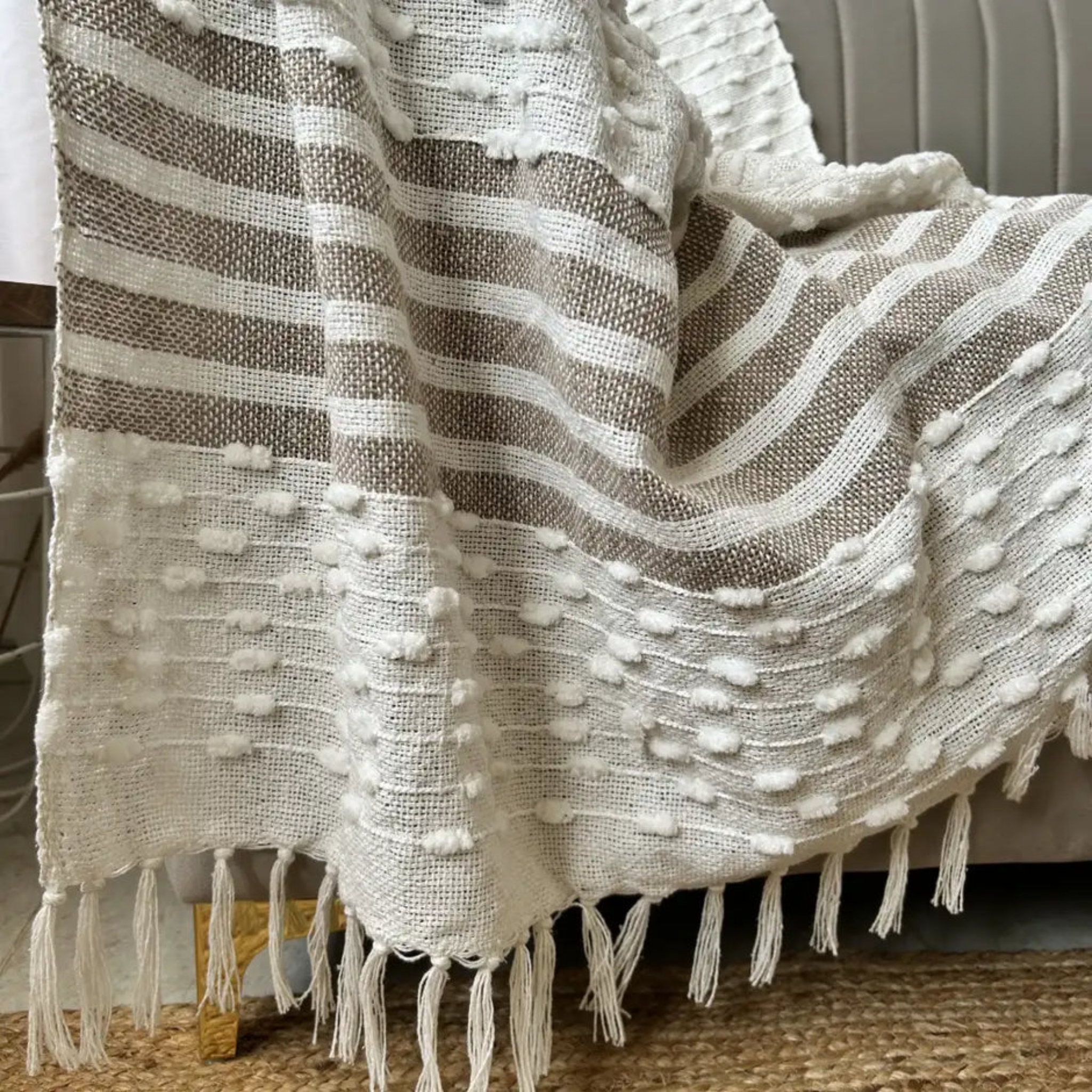 Ivory White Sofa Throw