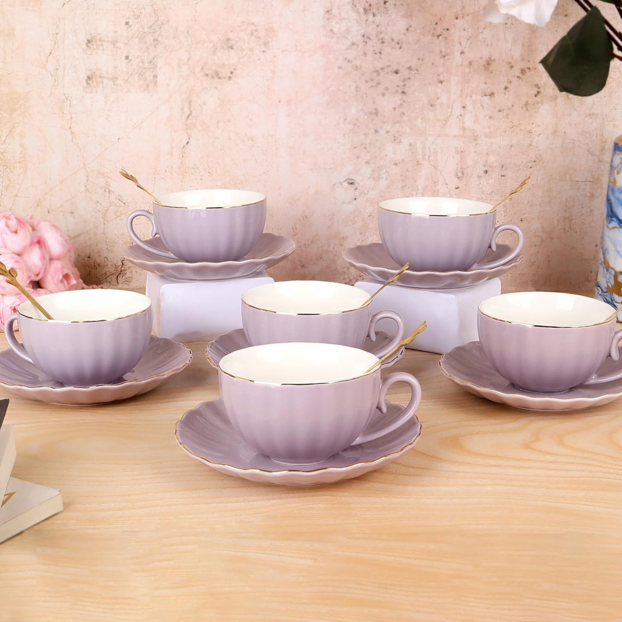 Serene Lavie  Tea Cups and Saucer Set - Set of 6