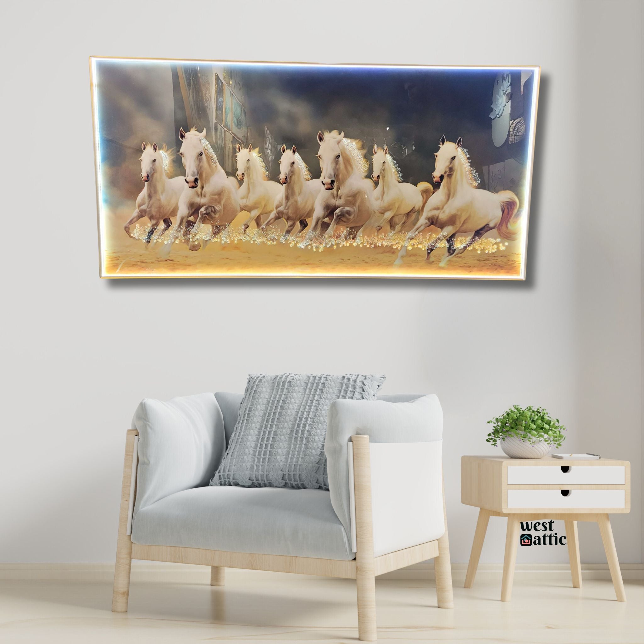 Majestic Seven Horses LED Crystal Painting