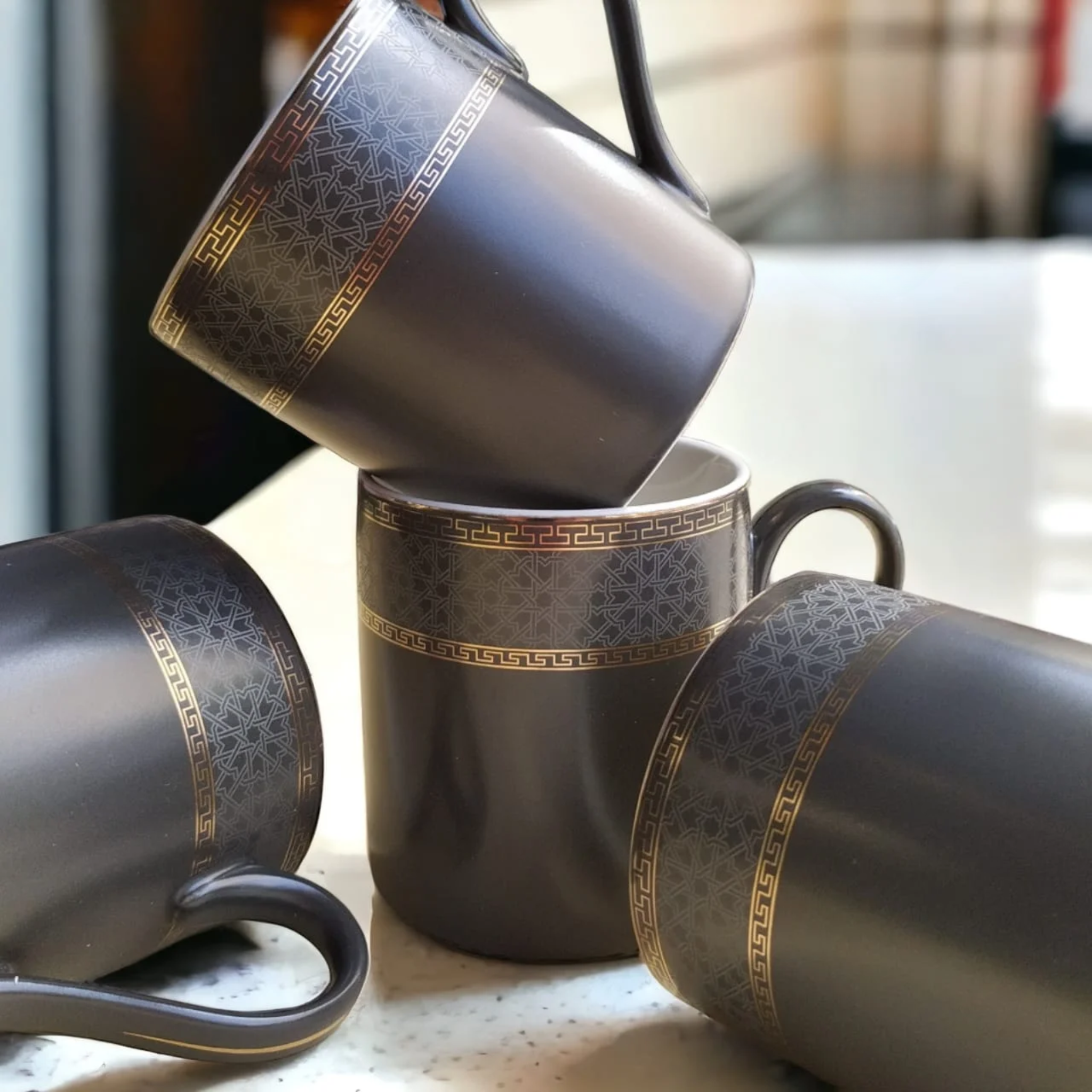 Matte Grey Porcelain Mug - Set of 6