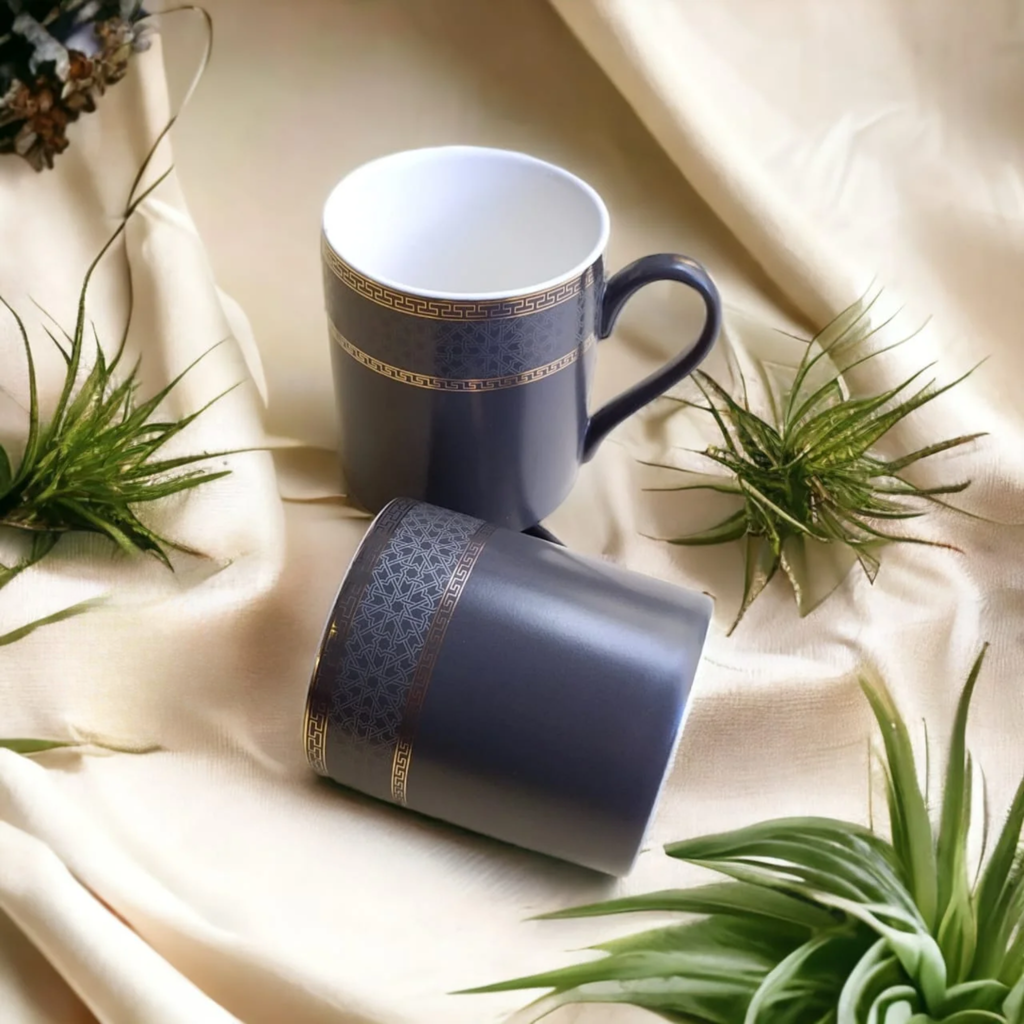 Matte Grey Porcelain Mug - Set of 6