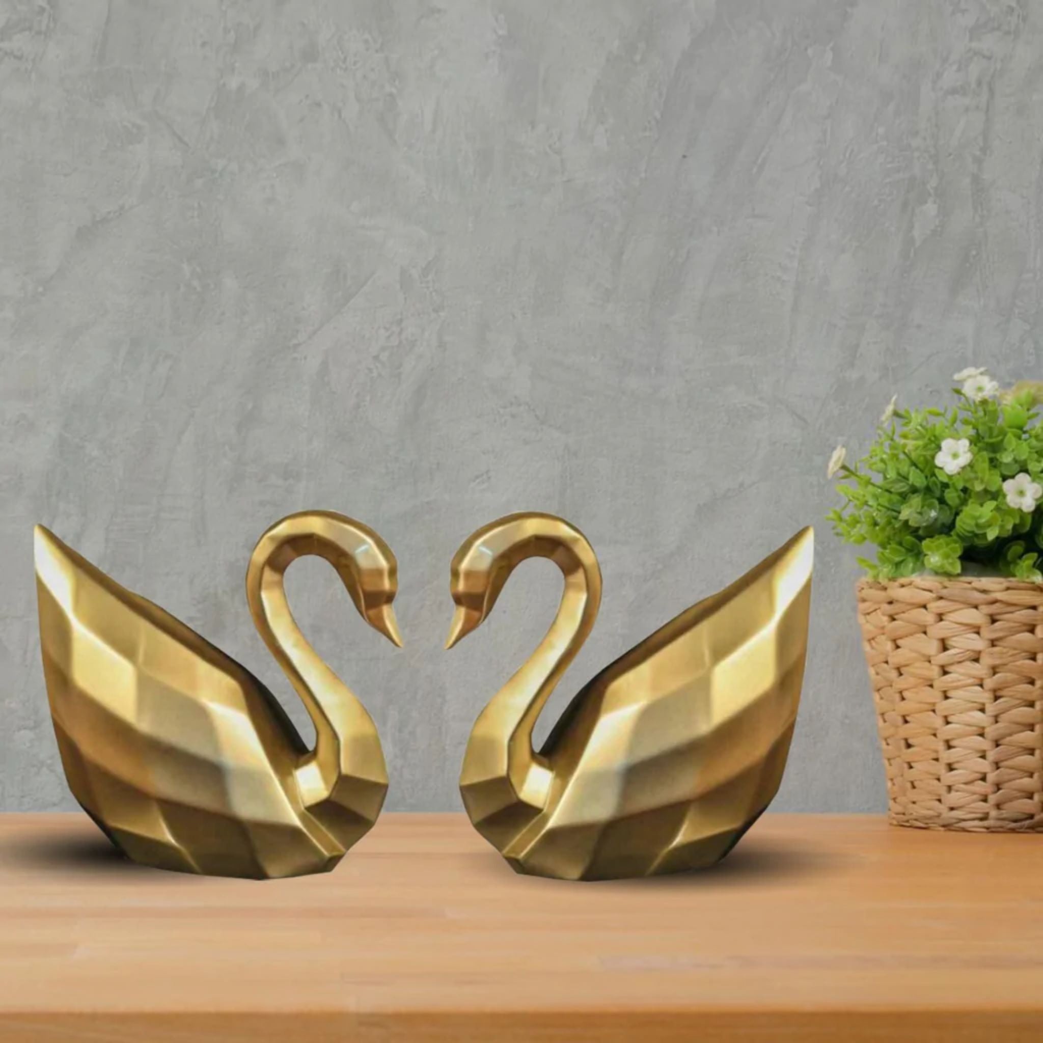 Elegant Metallic Swan Figurine