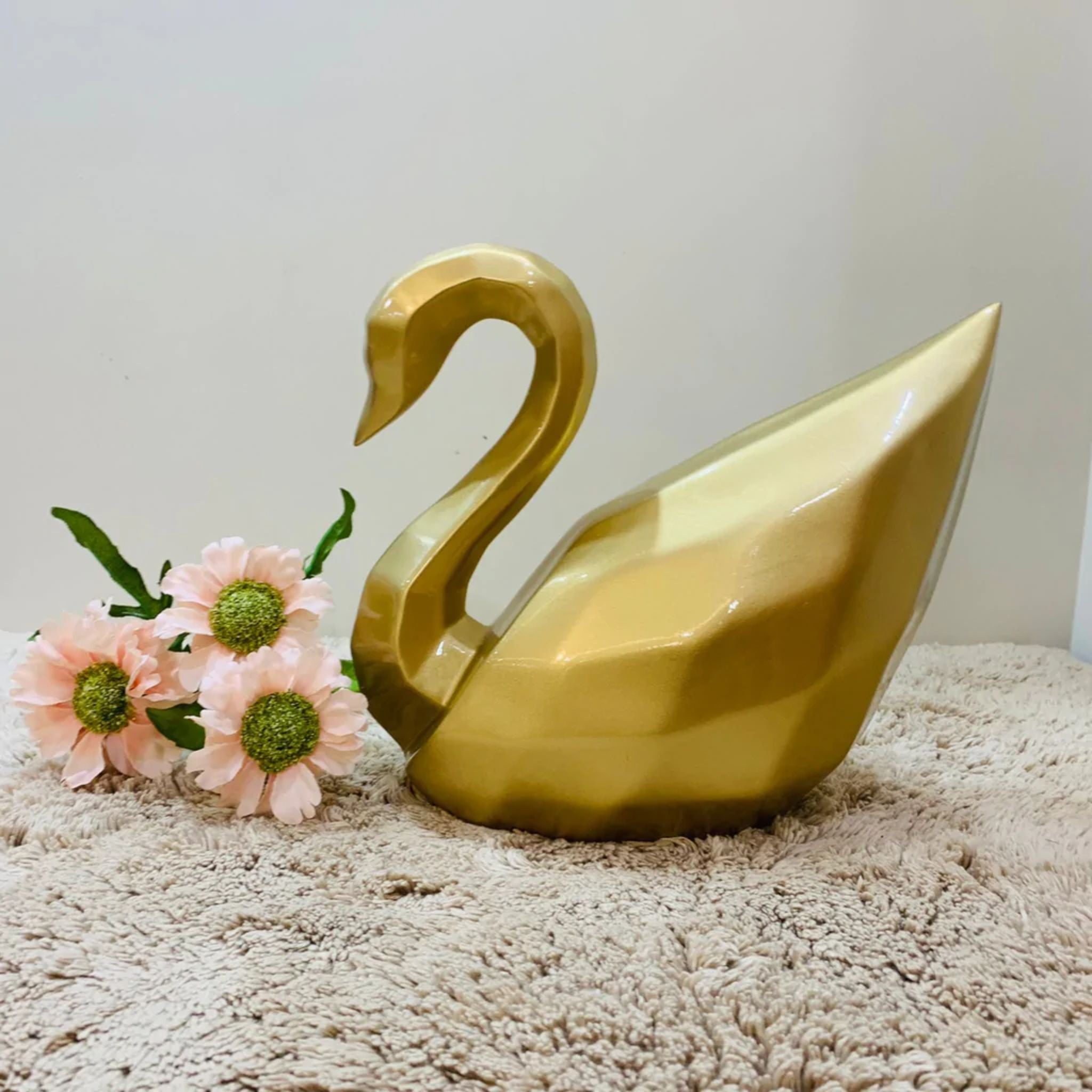 Elegant Metallic Swan Figurine